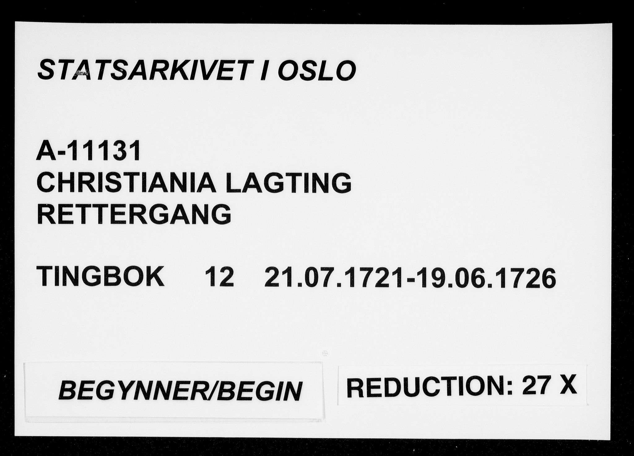 Christiania lagting, SAO/A-11131/F/Fa/L0012: Tingbok, 1721-1726
