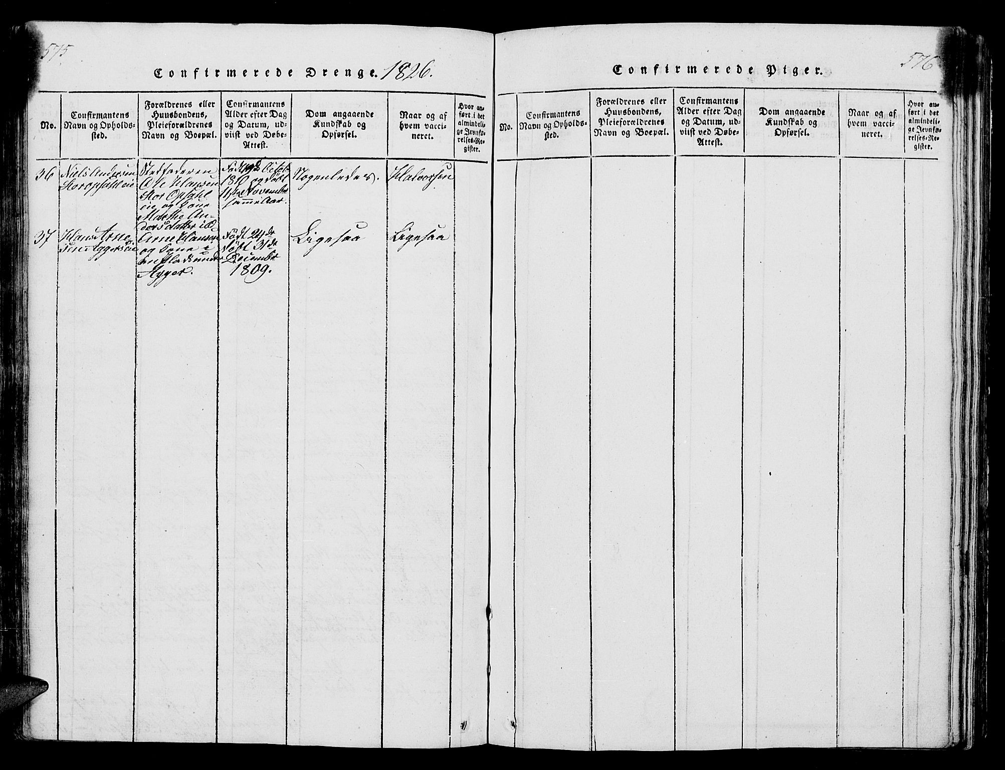 Vang prestekontor, Hedmark, SAH/PREST-008/H/Ha/Hab/L0004: Klokkerbok nr. 4, 1813-1827, s. 575-576