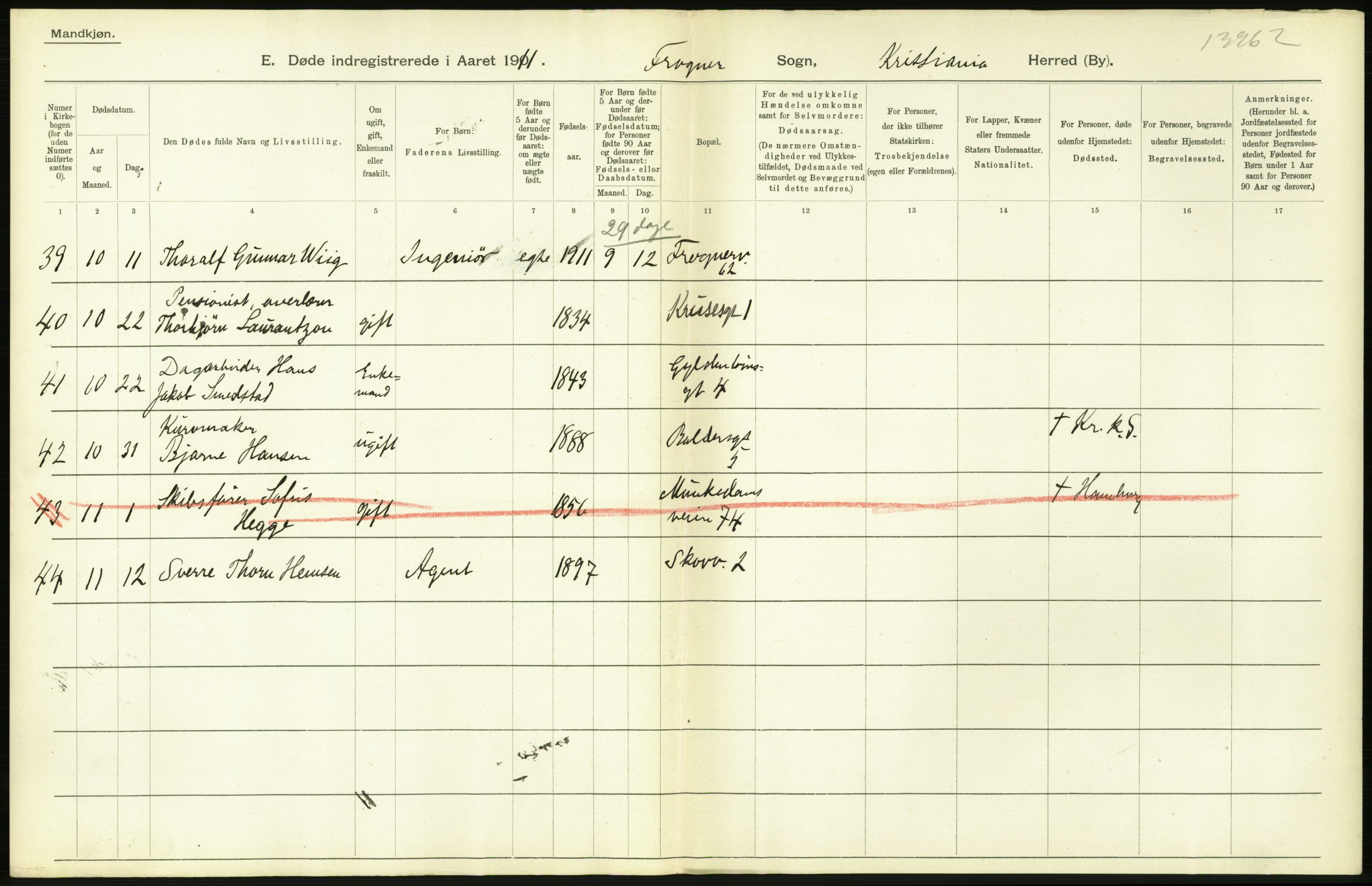 Statistisk sentralbyrå, Sosiodemografiske emner, Befolkning, AV/RA-S-2228/D/Df/Dfb/Dfba/L0009: Kristiania: Døde menn, 1911, s. 206