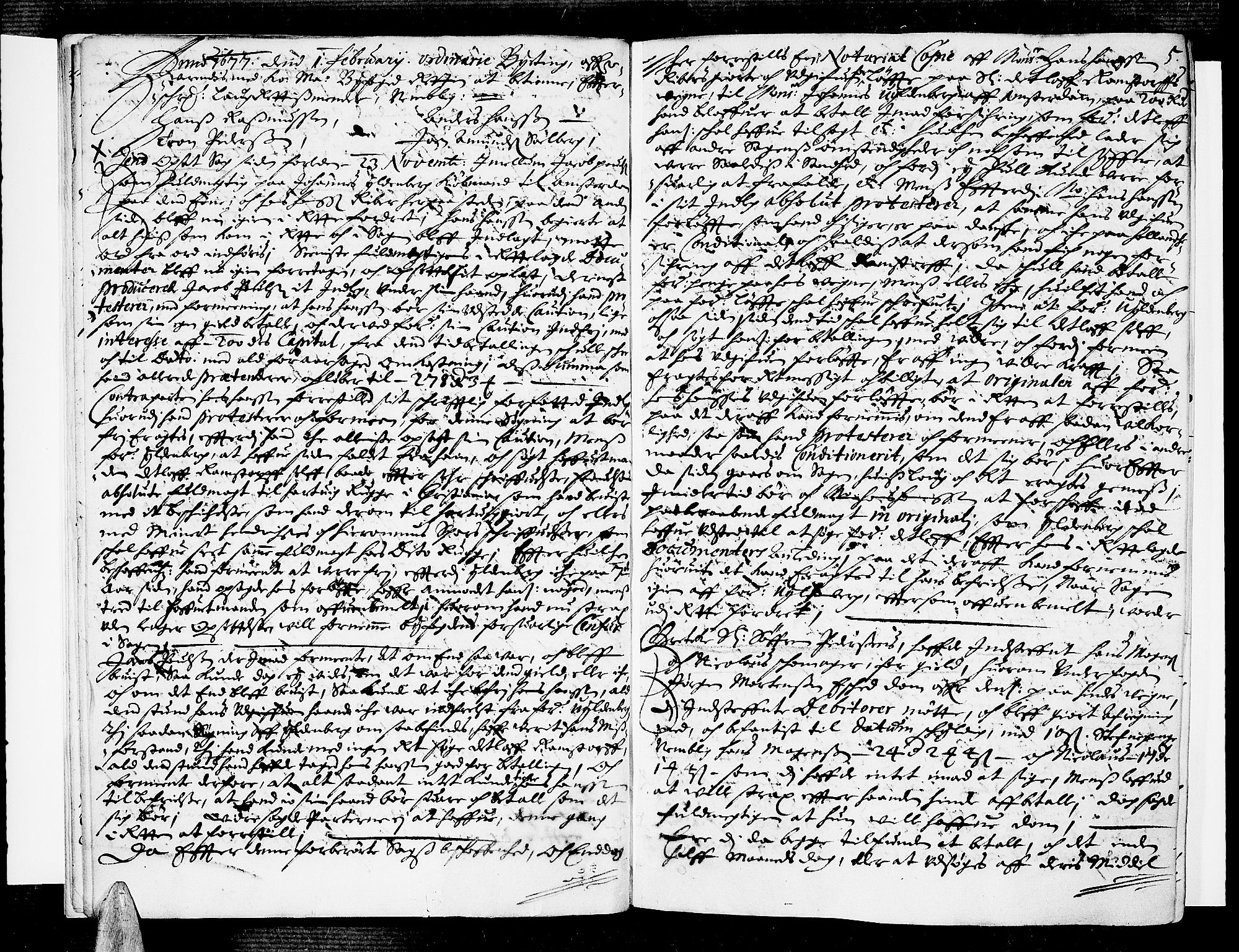 Drammen byfogd, AV/SAKO-A-222/F/Fa/L0011: Tingbok for Bragernes og Strømsø, 1677-1678, s. 4b-5a