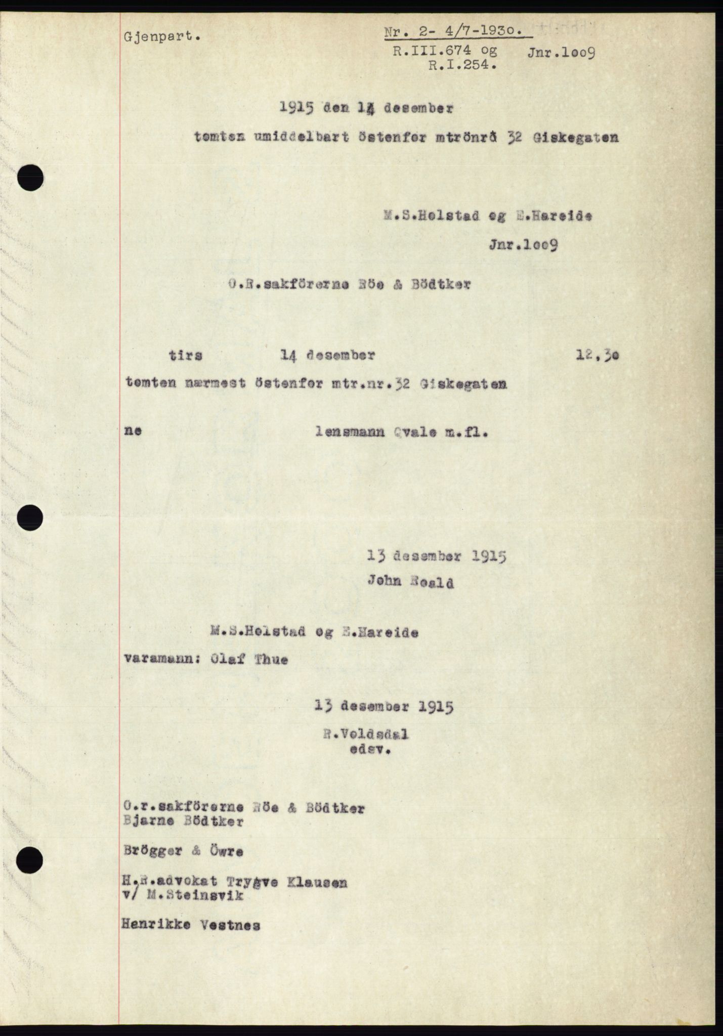 Ålesund byfogd, AV/SAT-A-4384: Pantebok nr. 26, 1930-1930, Tingl.dato: 04.07.1930