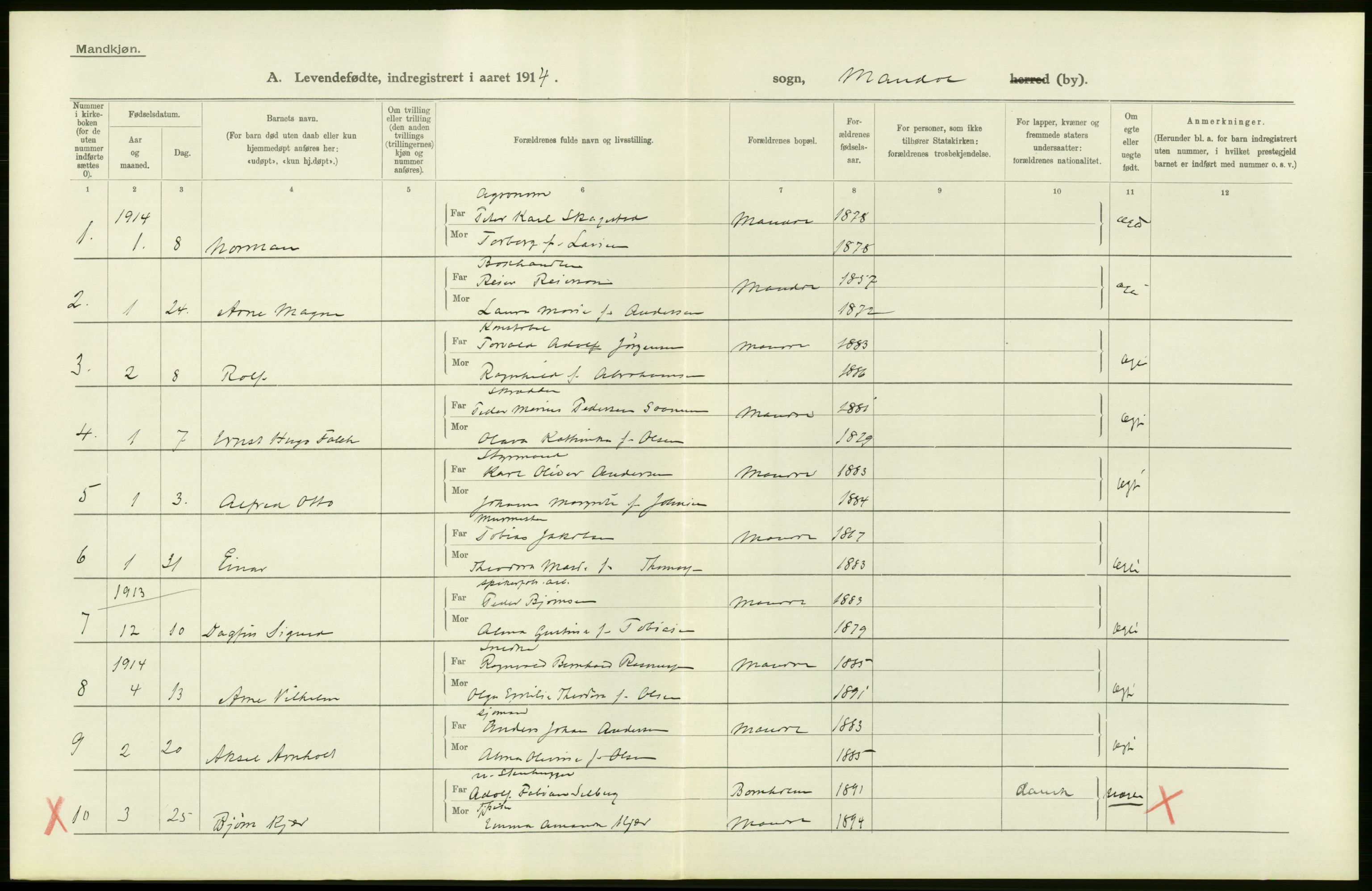 Statistisk sentralbyrå, Sosiodemografiske emner, Befolkning, AV/RA-S-2228/D/Df/Dfb/Dfbd/L0022: Lister og Mandals amt: Levendefødte menn og kvinner, samt gifte. Bygder og byer., 1914, s. 30