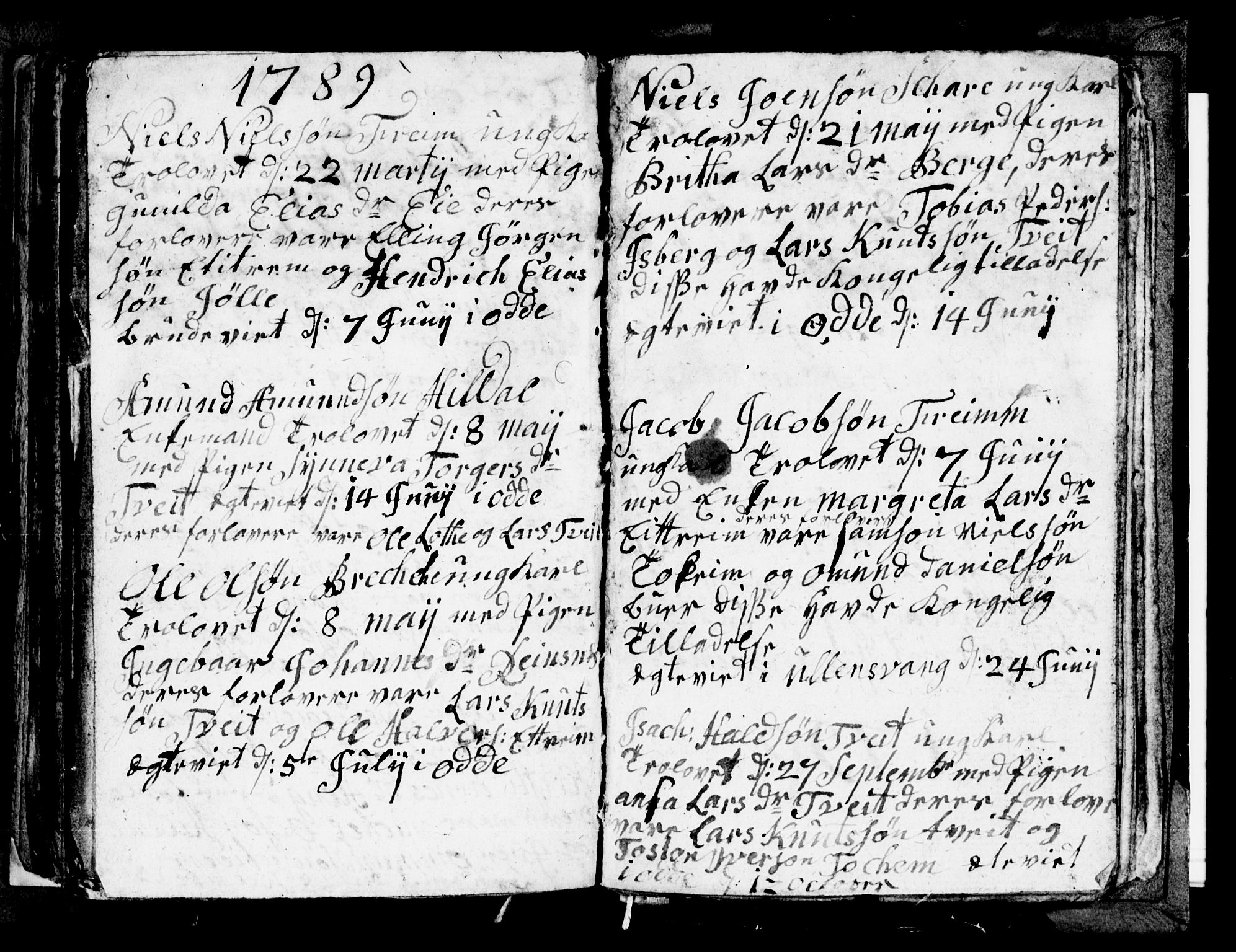 Odda Sokneprestembete, SAB/A-77201/H/Hab: Klokkerbok nr. A 2, 1788-1791, s. 85
