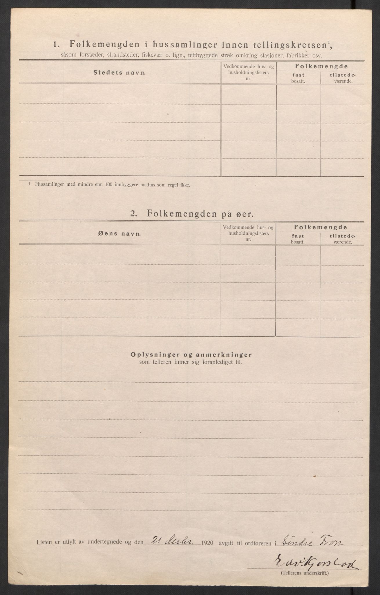 SAH, Folketelling 1920 for 0519 Sør-Fron herred, 1920, s. 8