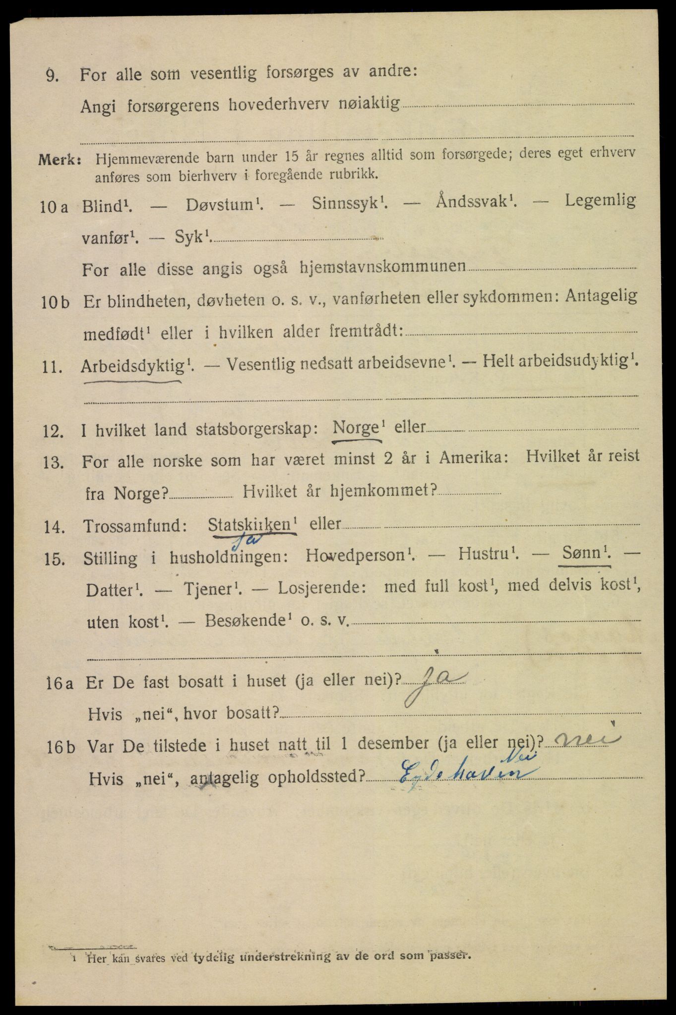 SAK, Folketelling 1920 for 0902 Tvedestrand ladested, 1920, s. 1698