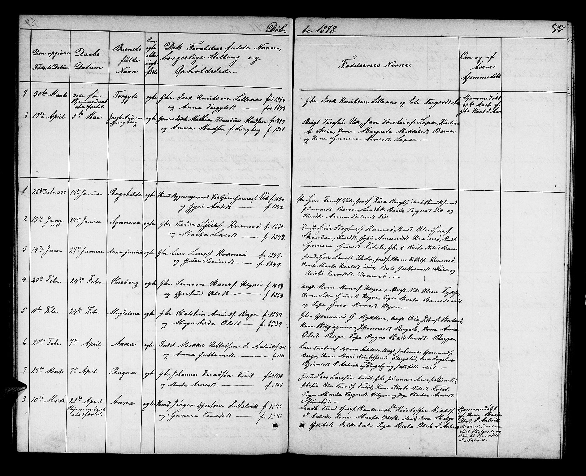 Kvam sokneprestembete, AV/SAB-A-76201/H/Hab: Klokkerbok nr. C 2, 1863-1880, s. 55