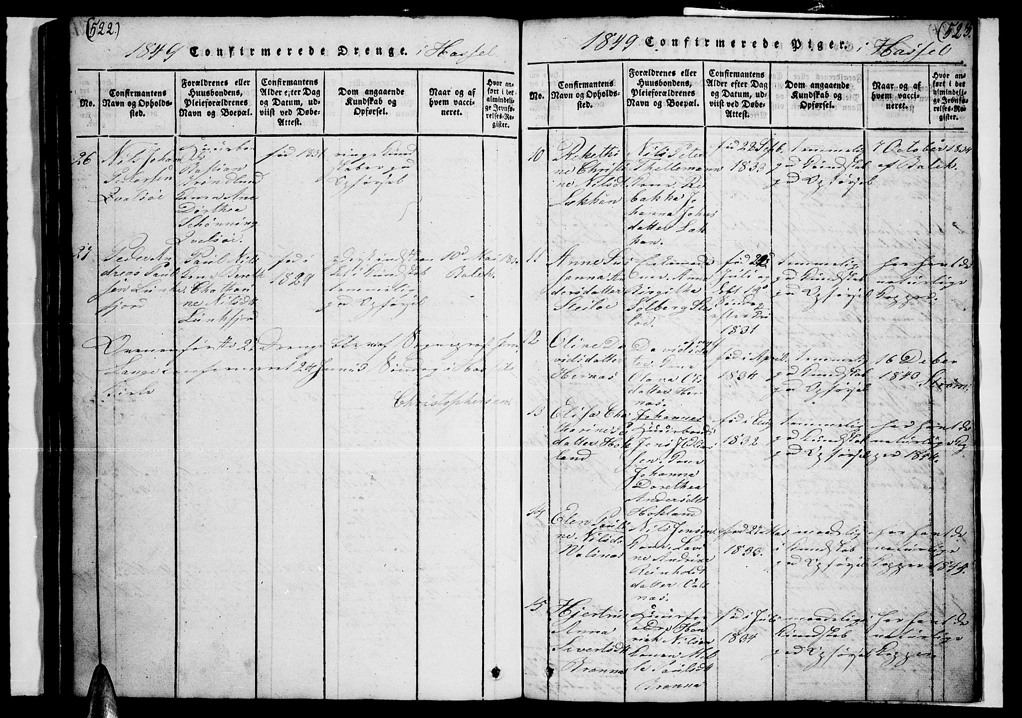 Ministerialprotokoller, klokkerbøker og fødselsregistre - Nordland, AV/SAT-A-1459/888/L1263: Klokkerbok nr. 888C02 /1, 1820-1850, s. 522-523