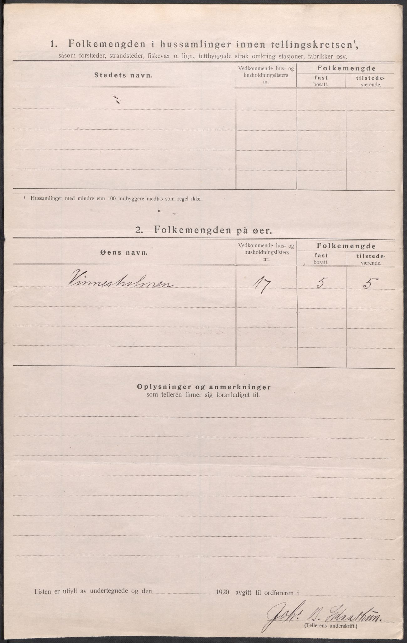 SAB, Folketelling 1920 for 1240 Strandvik herred, 1920, s. 7