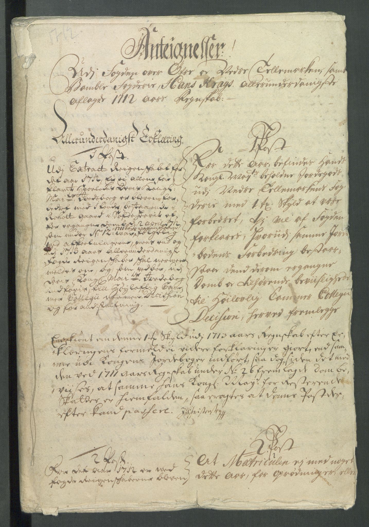Rentekammeret inntil 1814, Reviderte regnskaper, Fogderegnskap, RA/EA-4092/R36/L2123: Fogderegnskap Øvre og Nedre Telemark og Bamble, 1712, s. 398