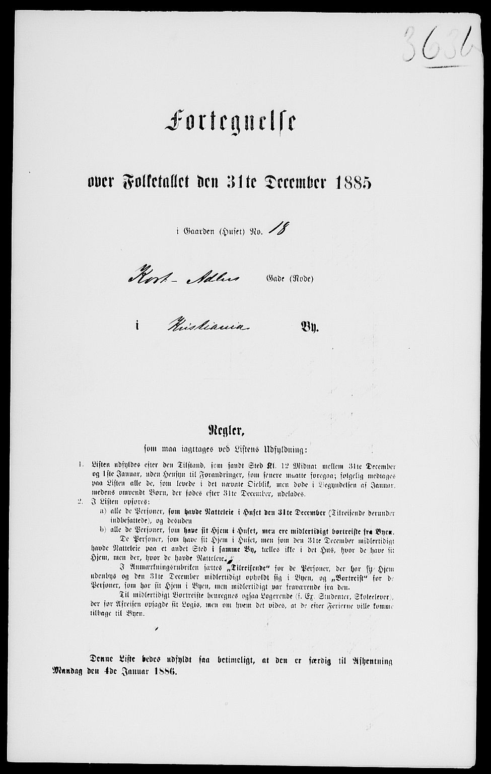 RA, Folketelling 1885 for 0301 Kristiania kjøpstad, 1885, s. 3257