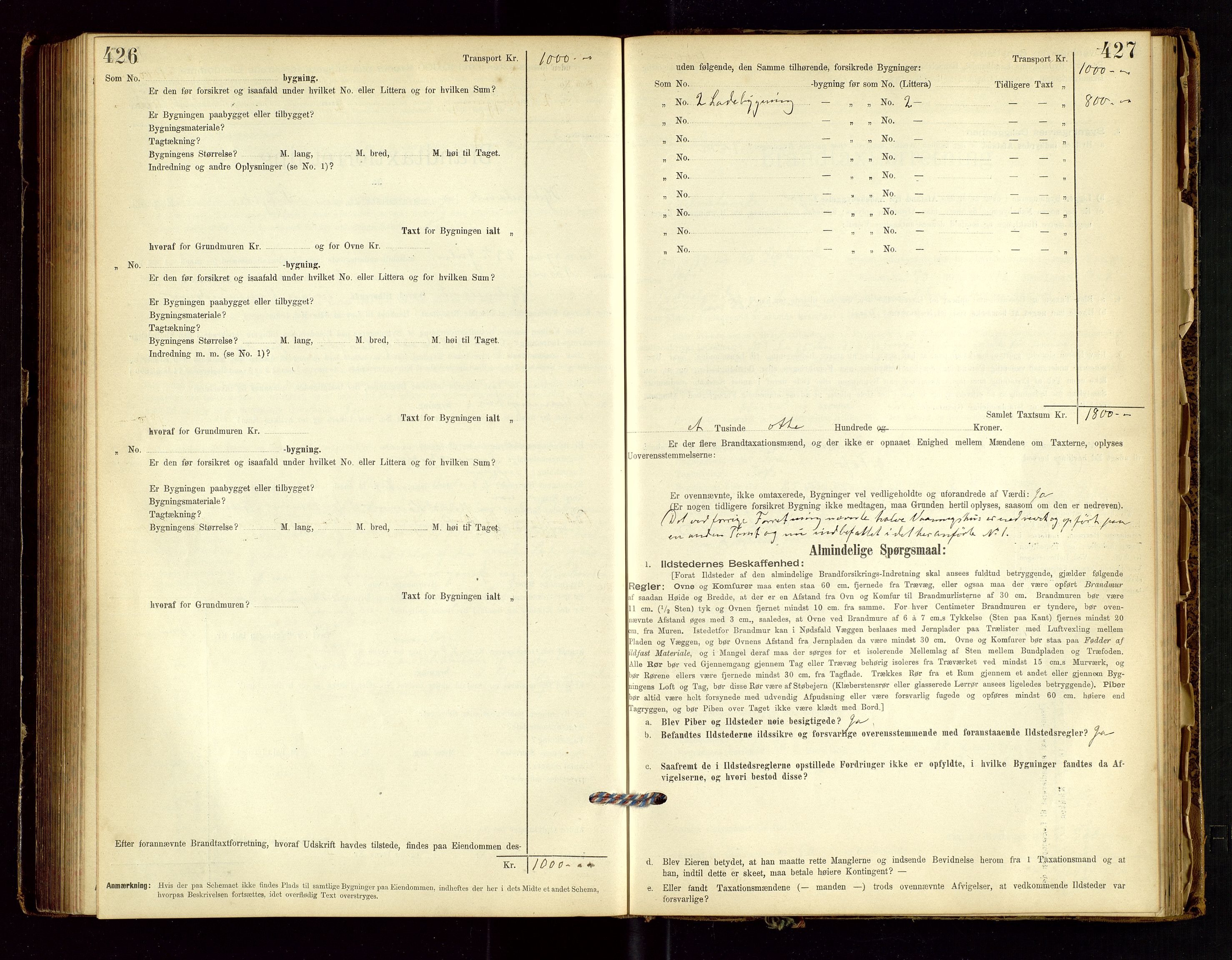 Hjelmeland lensmannskontor, AV/SAST-A-100439/Gob/L0001: "Brandtaxationsprotokol", 1895-1932, s. 426-427