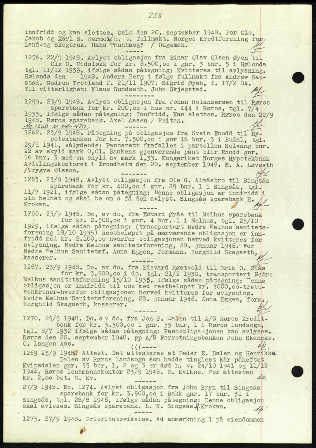 Gauldal sorenskriveri, SAT/A-0014/1/2/2C: Pantebok nr. A6, 1948-1948, Dagboknr: 1256/1948