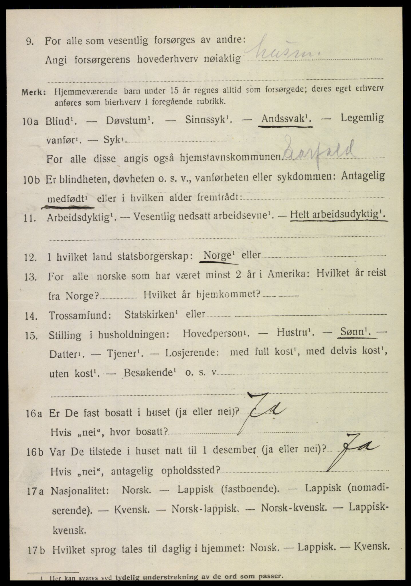 SAT, Folketelling 1920 for 1845 Sørfold herred, 1920, s. 3000