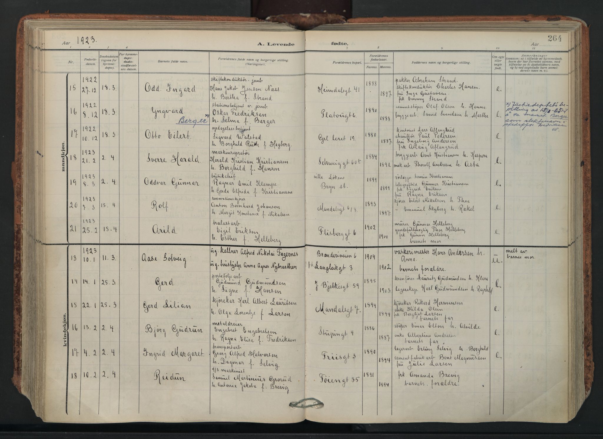 Grønland prestekontor Kirkebøker, AV/SAO-A-10848/F/Fa/L0018: Ministerialbok nr. 18, 1911-1945, s. 264