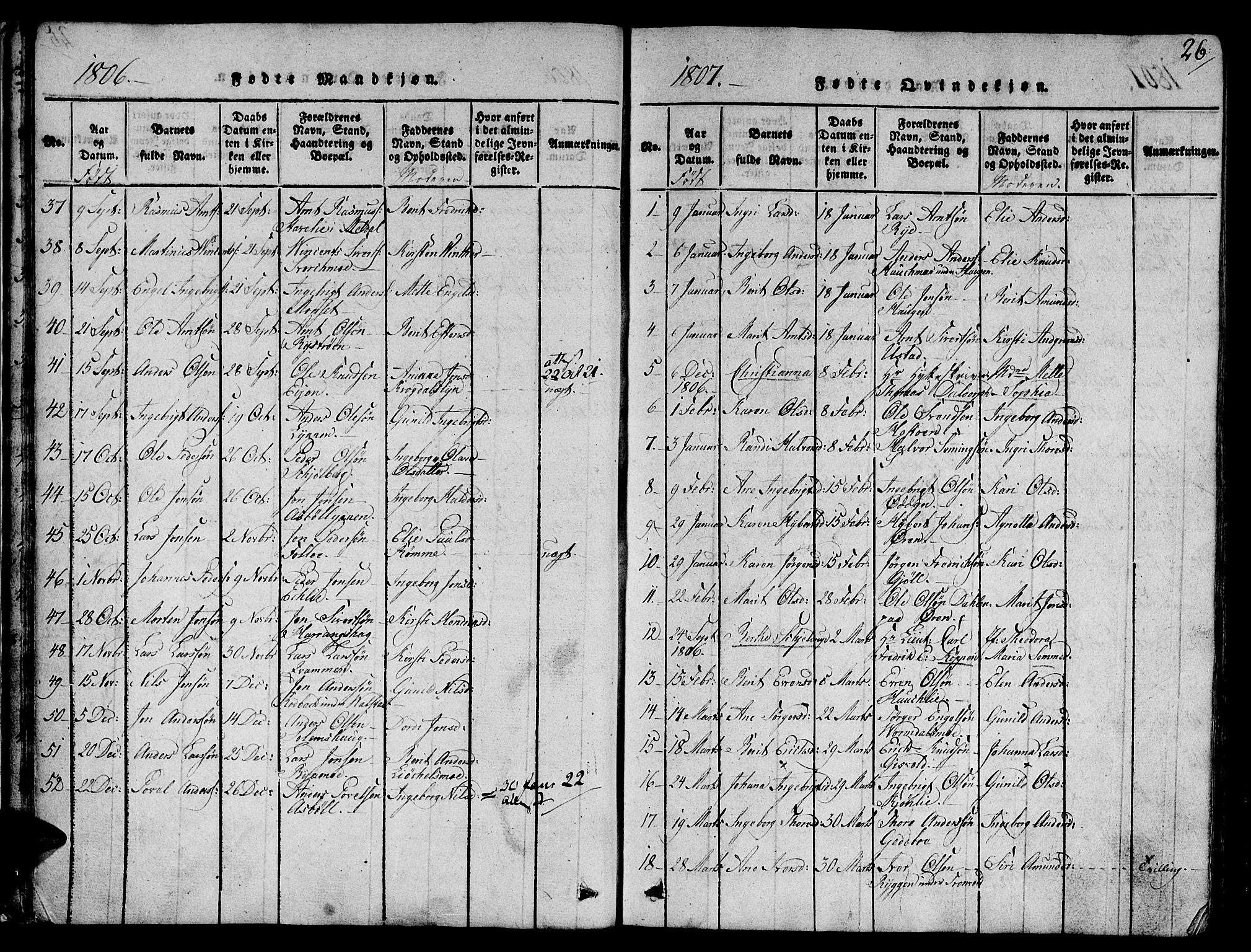 Ministerialprotokoller, klokkerbøker og fødselsregistre - Sør-Trøndelag, SAT/A-1456/668/L0803: Ministerialbok nr. 668A03, 1800-1826, s. 26