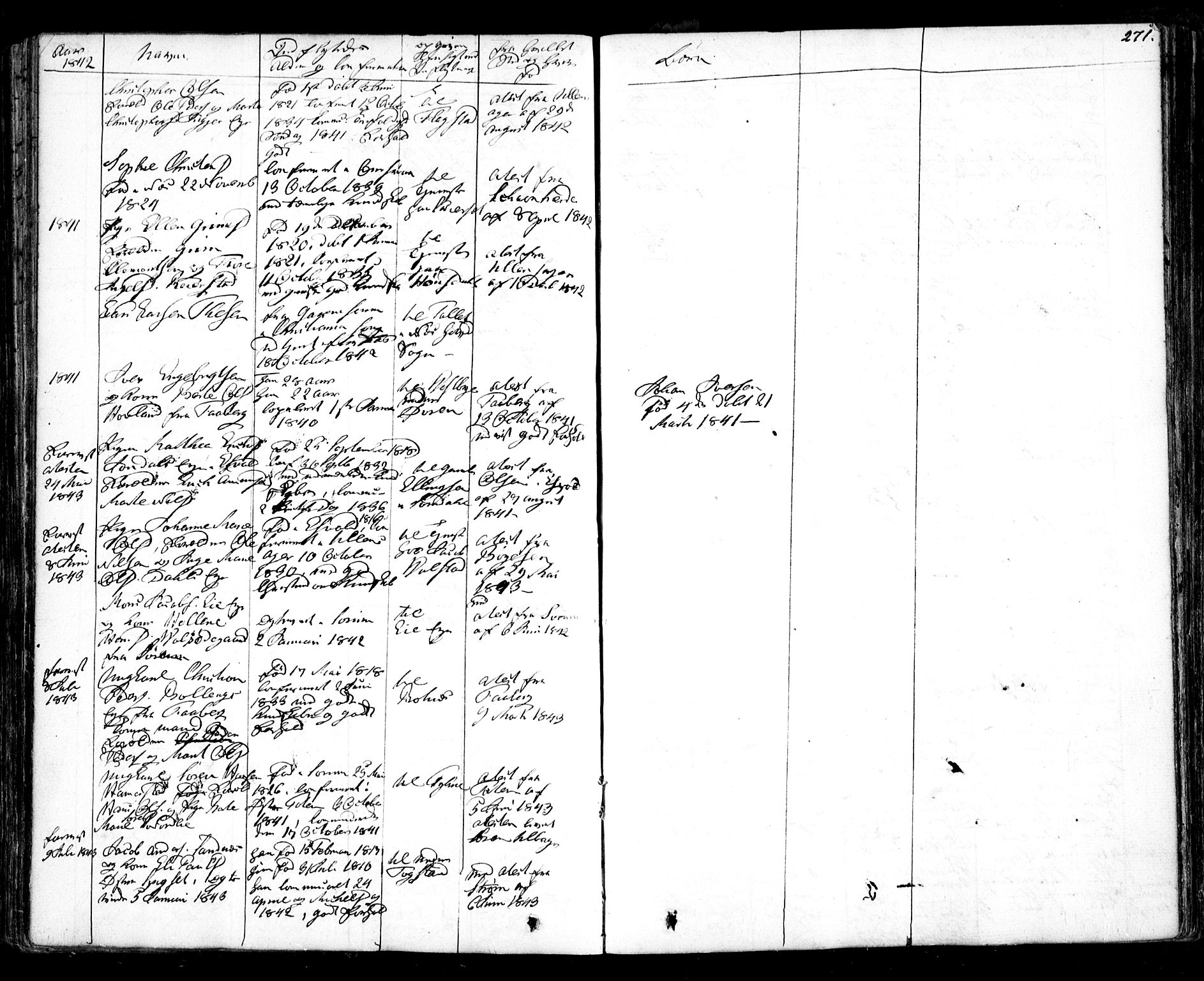 Nes prestekontor Kirkebøker, AV/SAO-A-10410/F/Fa/L0006: Ministerialbok nr. I 6, 1833-1845, s. 271