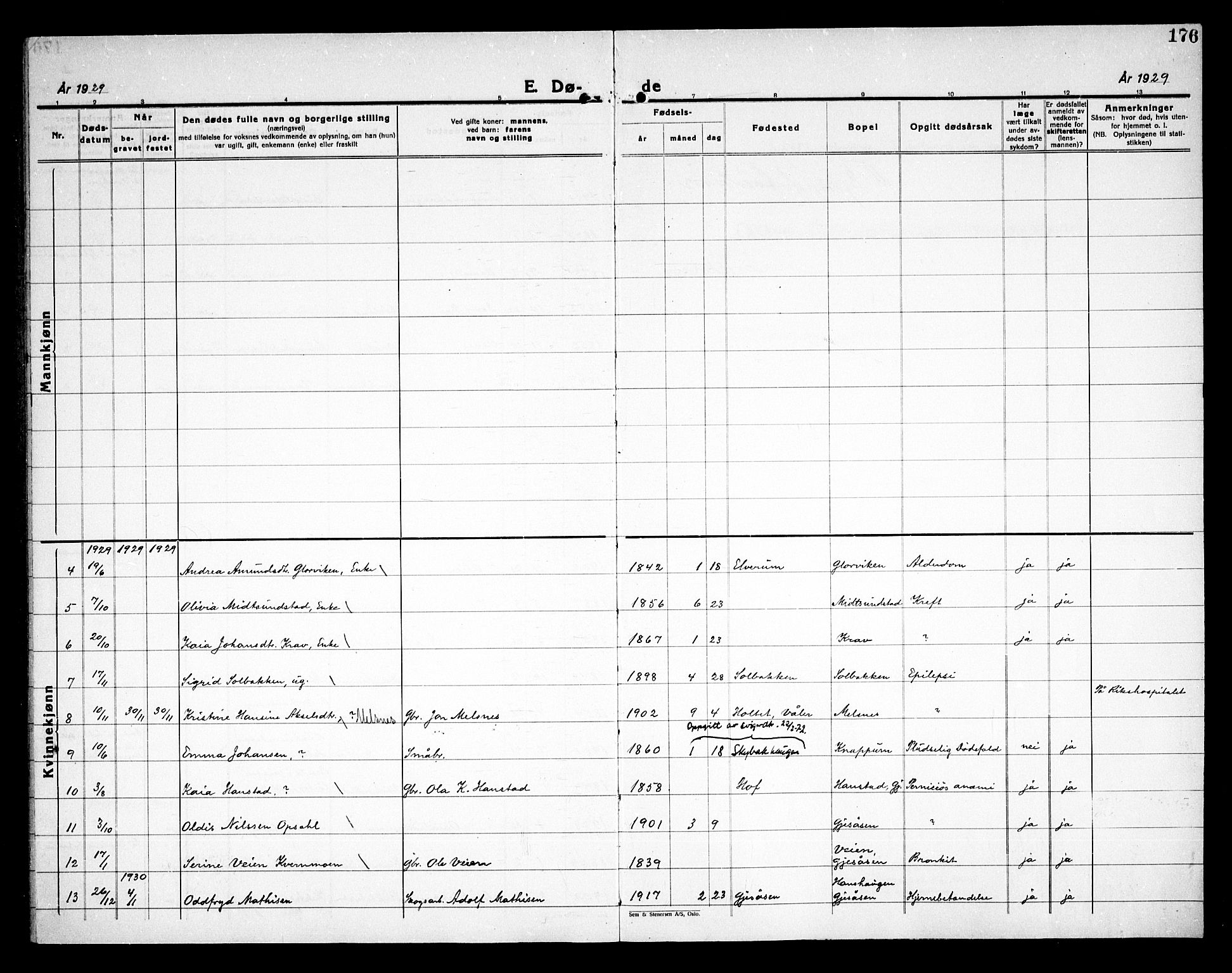 Åsnes prestekontor, AV/SAH-PREST-042/H/Ha/Haa/L0000D: Ministerialbok nr. 0B, 1890-1929, s. 176