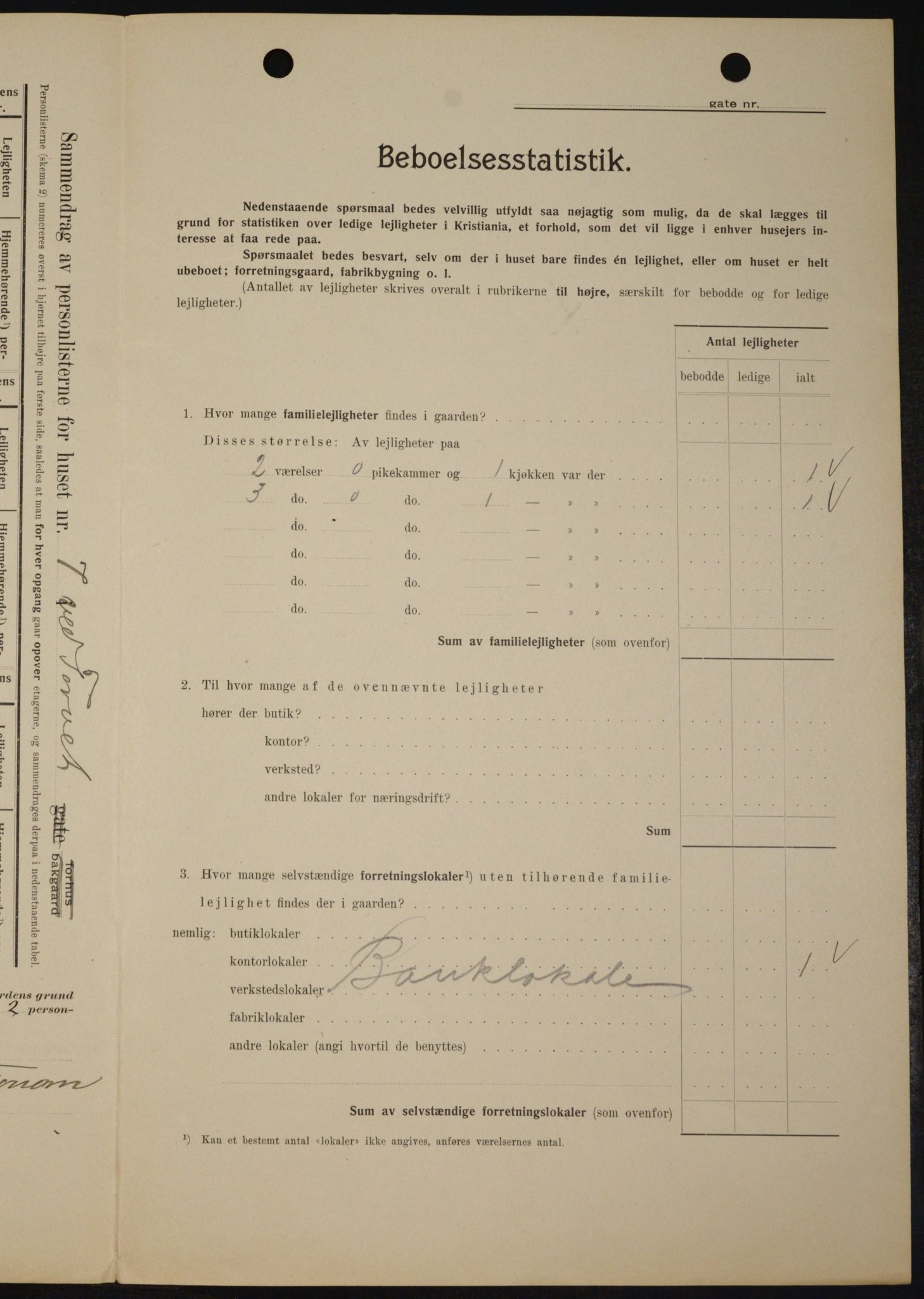 OBA, Kommunal folketelling 1.2.1909 for Kristiania kjøpstad, 1909, s. 93700