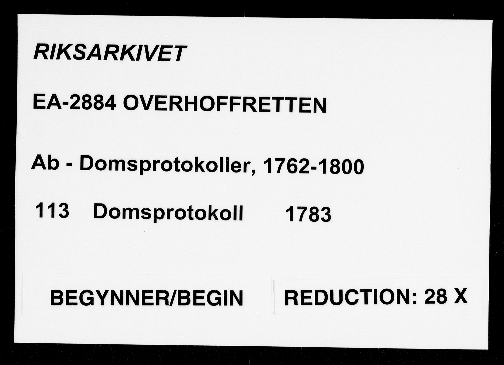 Overhoffretten 1667-1797, RA/EA-2884/Ab/L0113: Domsprotokoll, 1783