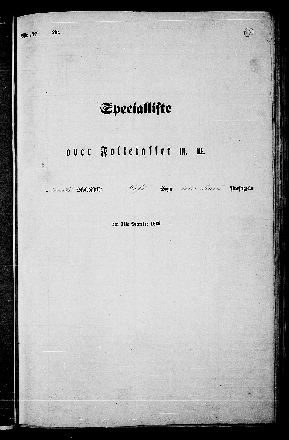 RA, Folketelling 1865 for 0528P Østre Toten prestegjeld, 1865, s. 179