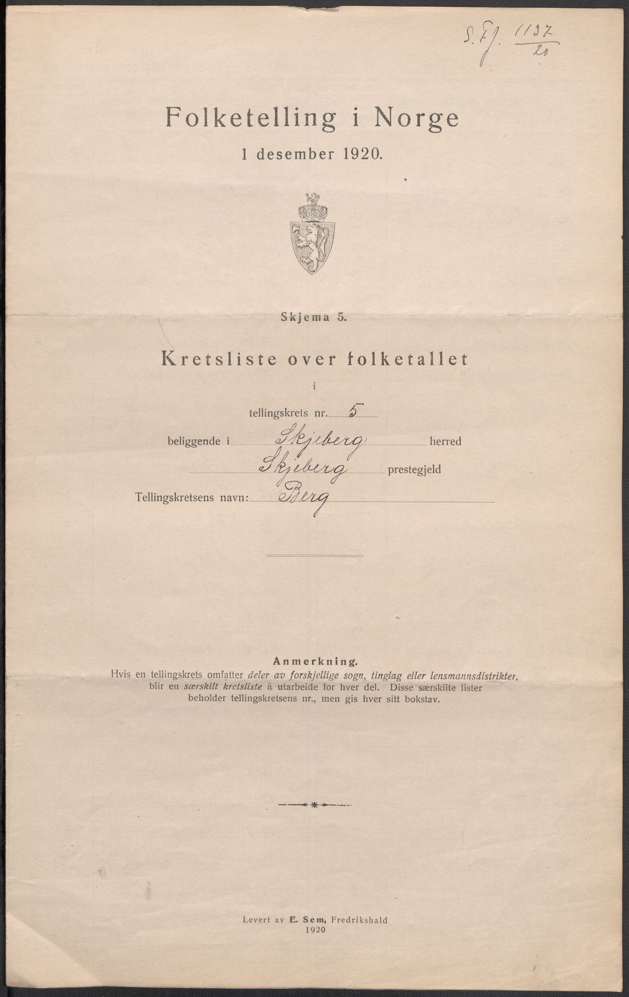 SAO, Folketelling 1920 for 0115 Skjeberg herred, 1920, s. 21
