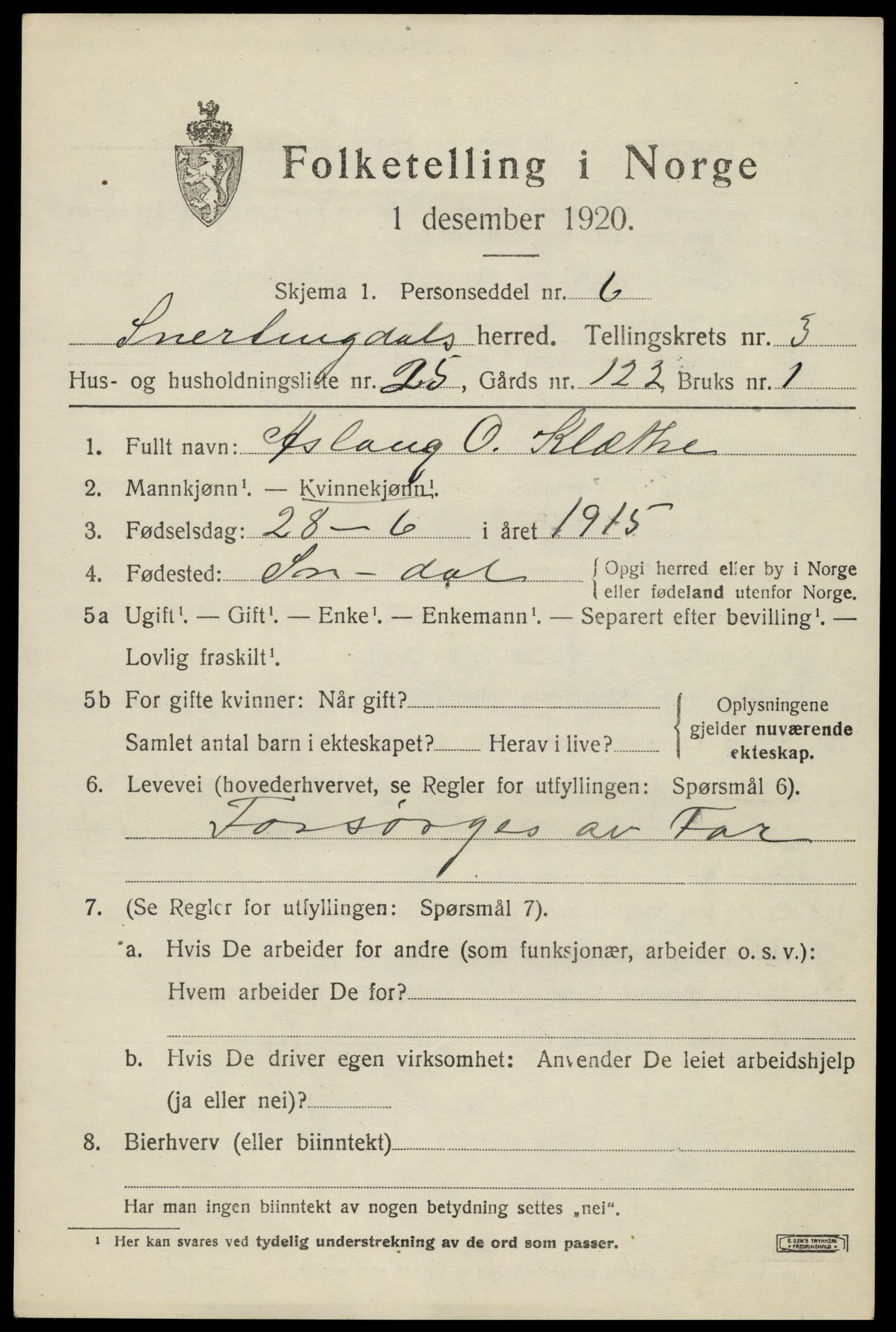 SAH, Folketelling 1920 for 0526 Snertingdal herred, 1920, s. 2939