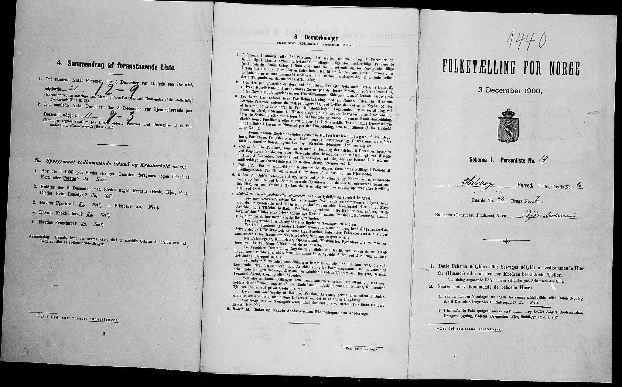 SAK, Folketelling 1900 for 0927 Høvåg herred, 1900, s. 643