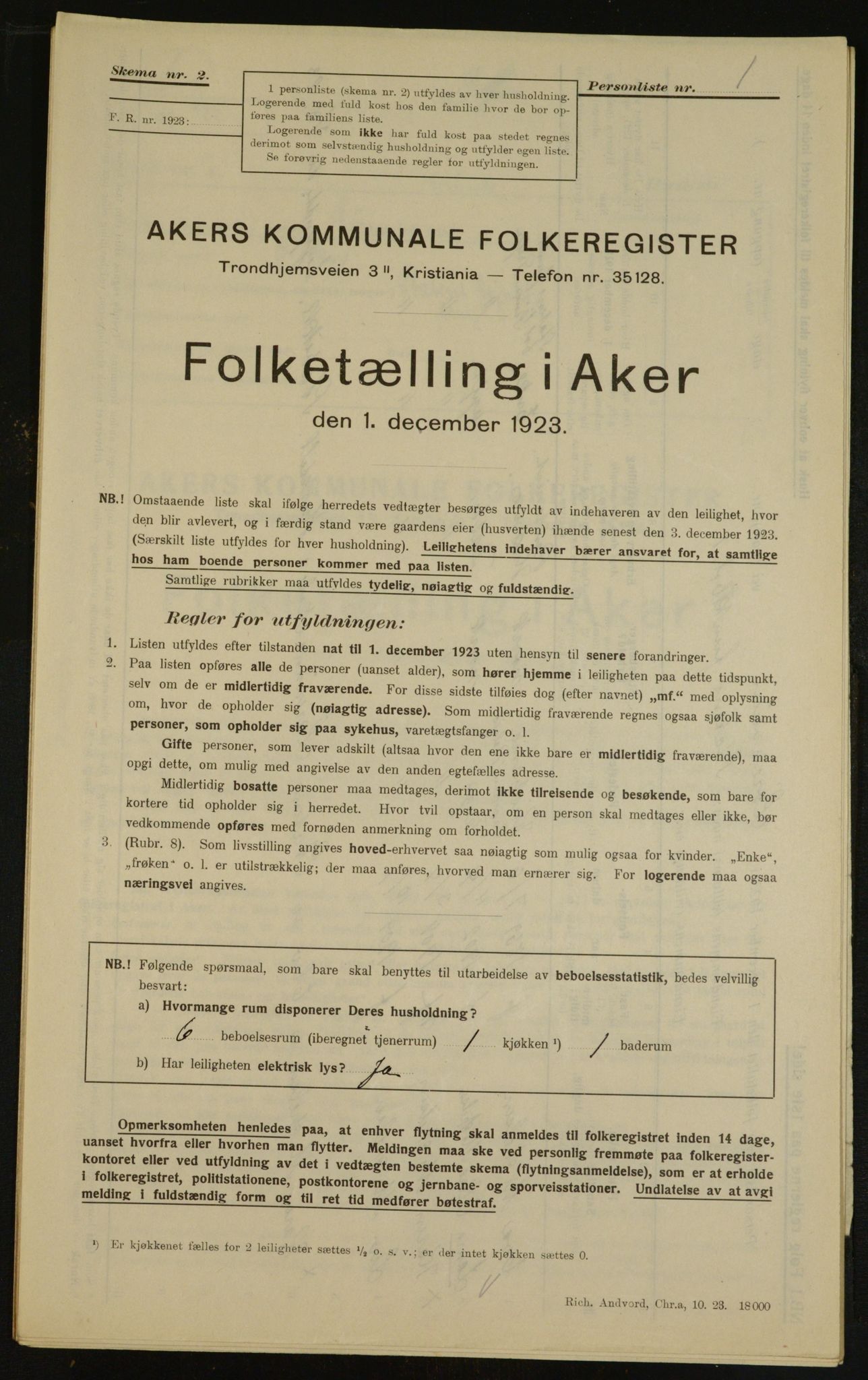 , Kommunal folketelling 1.12.1923 for Aker, 1923, s. 28833