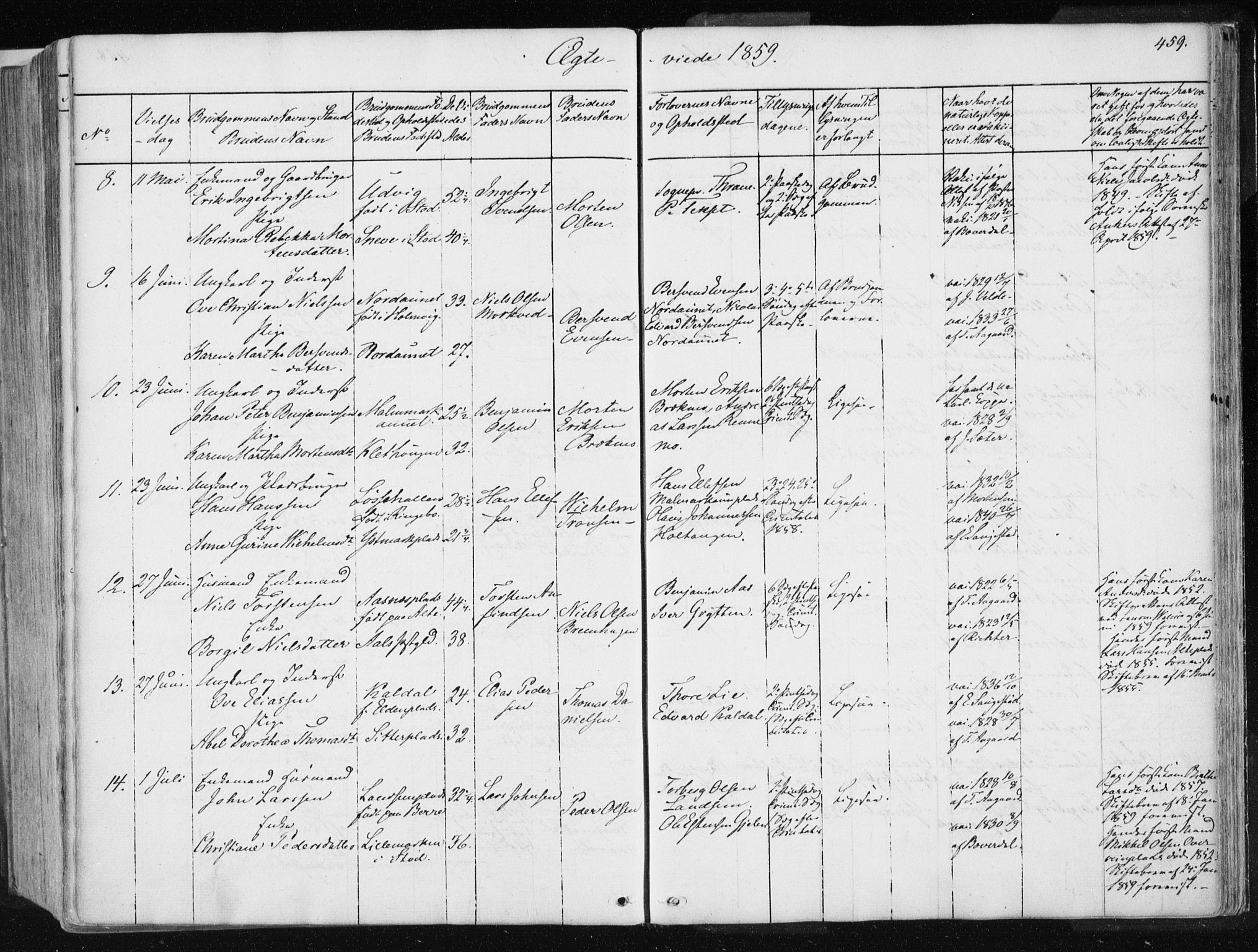 Ministerialprotokoller, klokkerbøker og fødselsregistre - Nord-Trøndelag, SAT/A-1458/741/L0393: Ministerialbok nr. 741A07, 1849-1863, s. 459