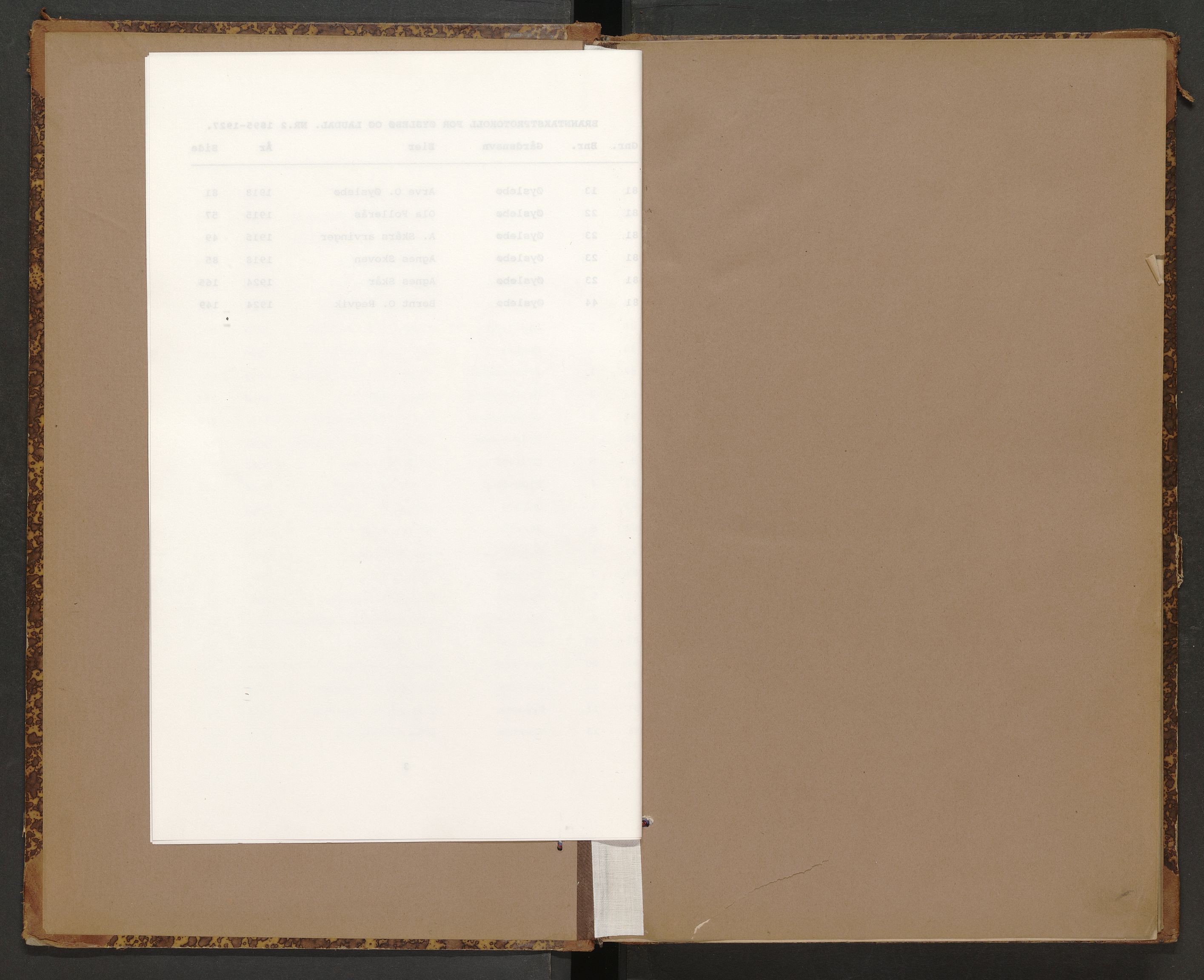 Norges Brannkasse Øyslebø og Laudal, AV/SAK-2241-0060/F/Fa/L0002: Branntakstprotokoll nr. 2 med gårdsnavnregister, 1895-1927