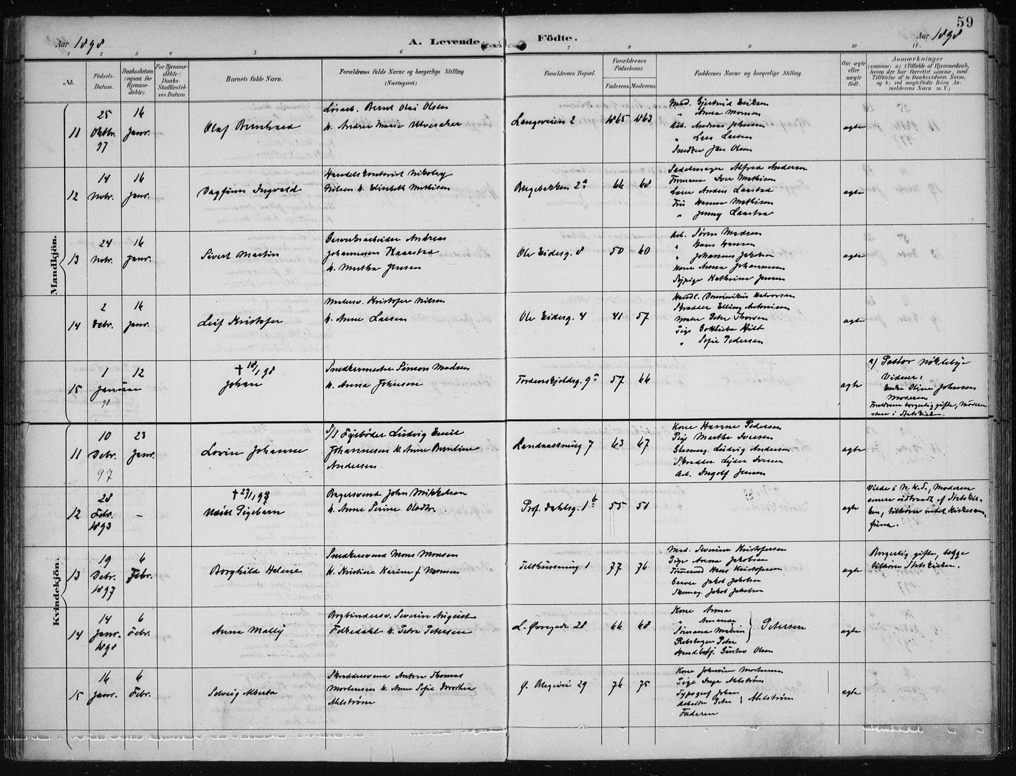 Korskirken sokneprestembete, AV/SAB-A-76101/H/Hab: Klokkerbok nr. B 10, 1896-1905, s. 59