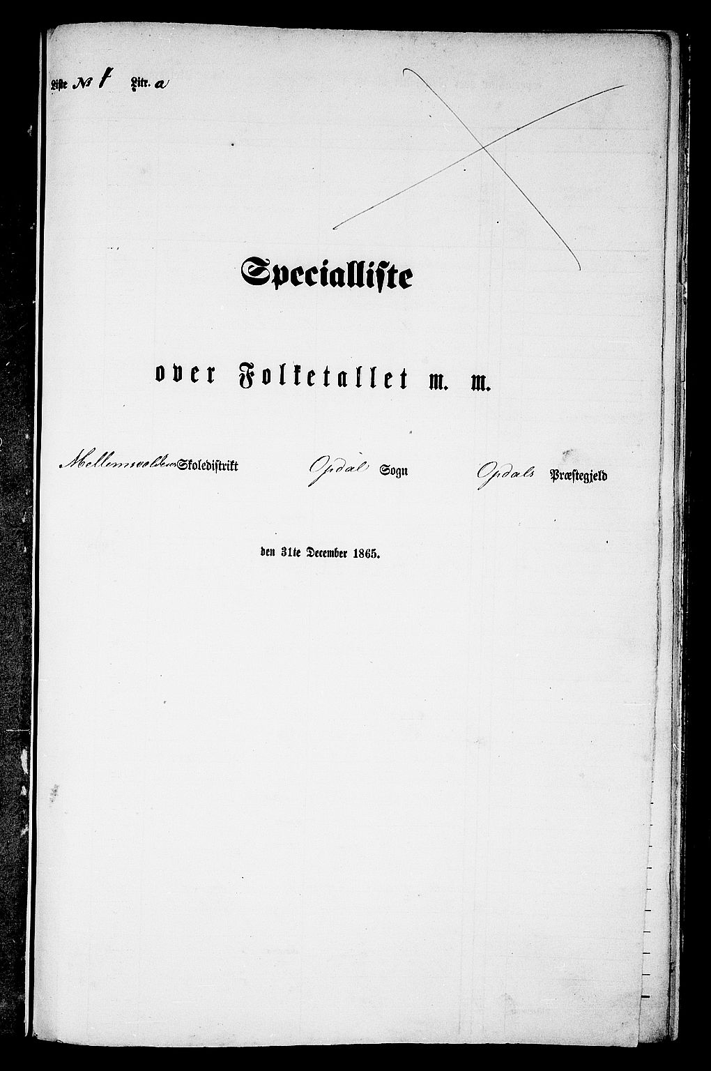 RA, Folketelling 1865 for 1634P Oppdal prestegjeld, 1865, s. 15