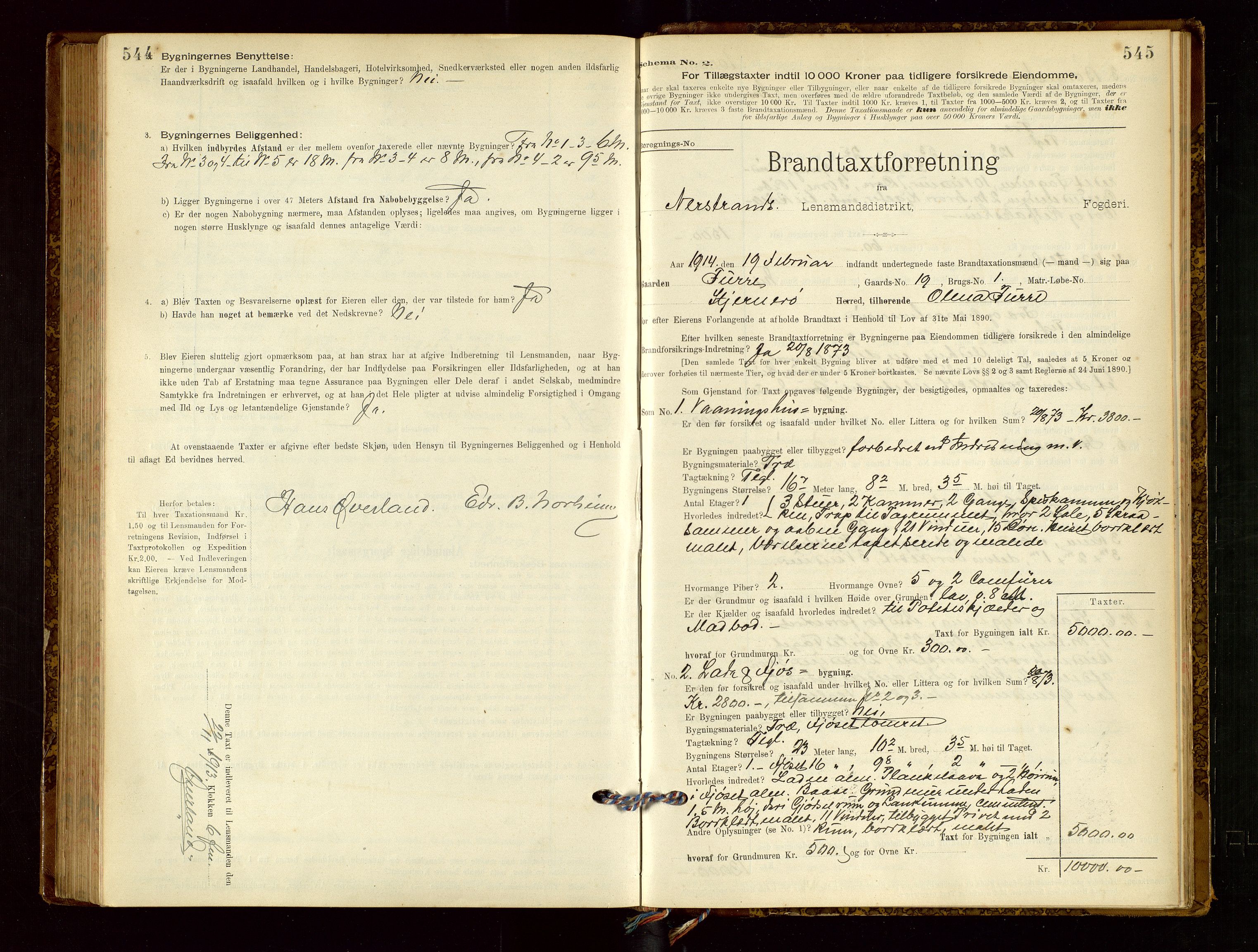 Nedstrand lensmannskontor, SAST/A-100236/Gob/L0001: "Brandtaxationsprotokol for Nerstrand Lensmandsdistrikt Ryfylke fogderi", 1895-1915, s. 544-545