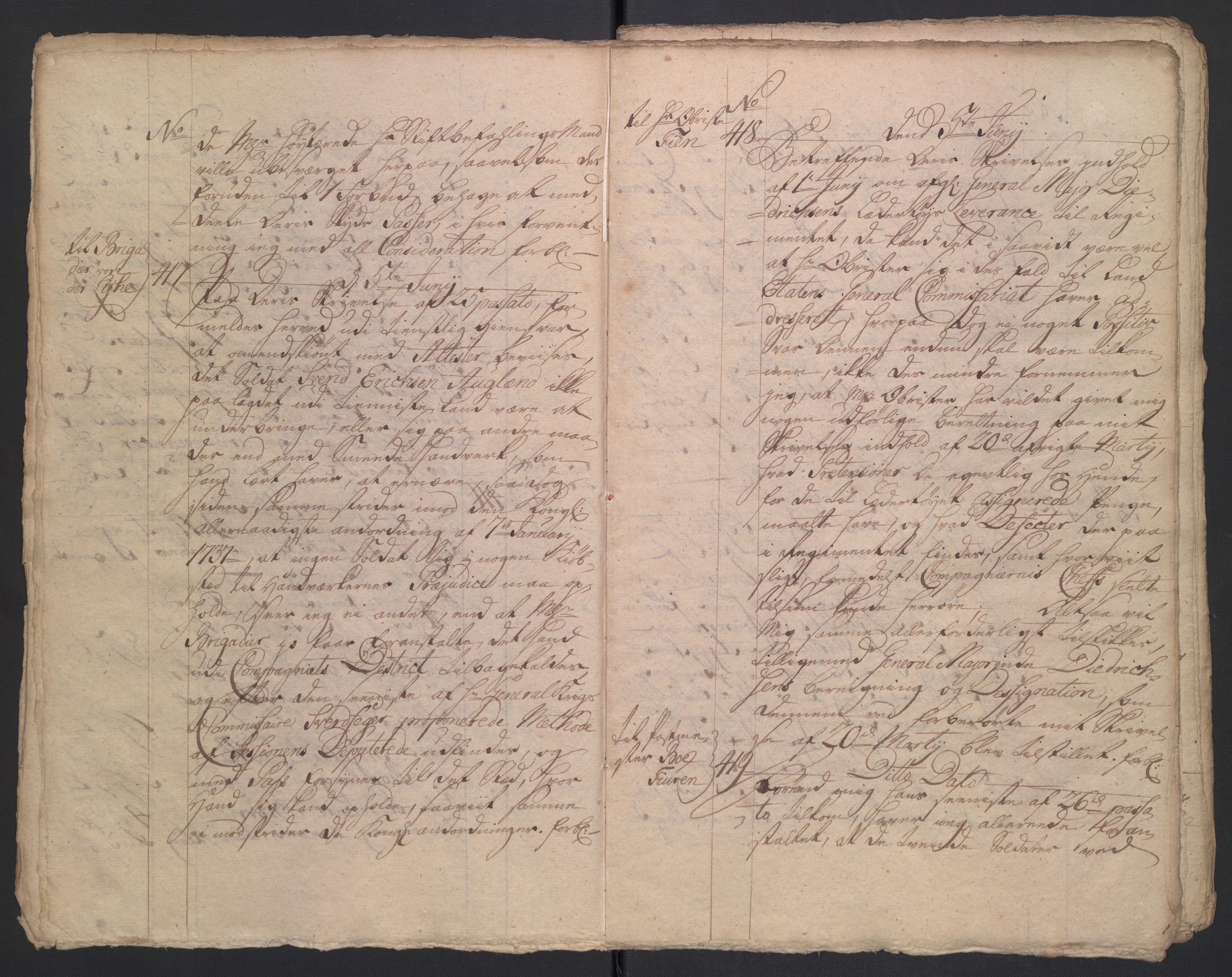 Kommanderende general (KG I) med Det norske krigsdirektorium, AV/RA-EA-5419/B/L0019: Kommanderende generals konsepter, 1739