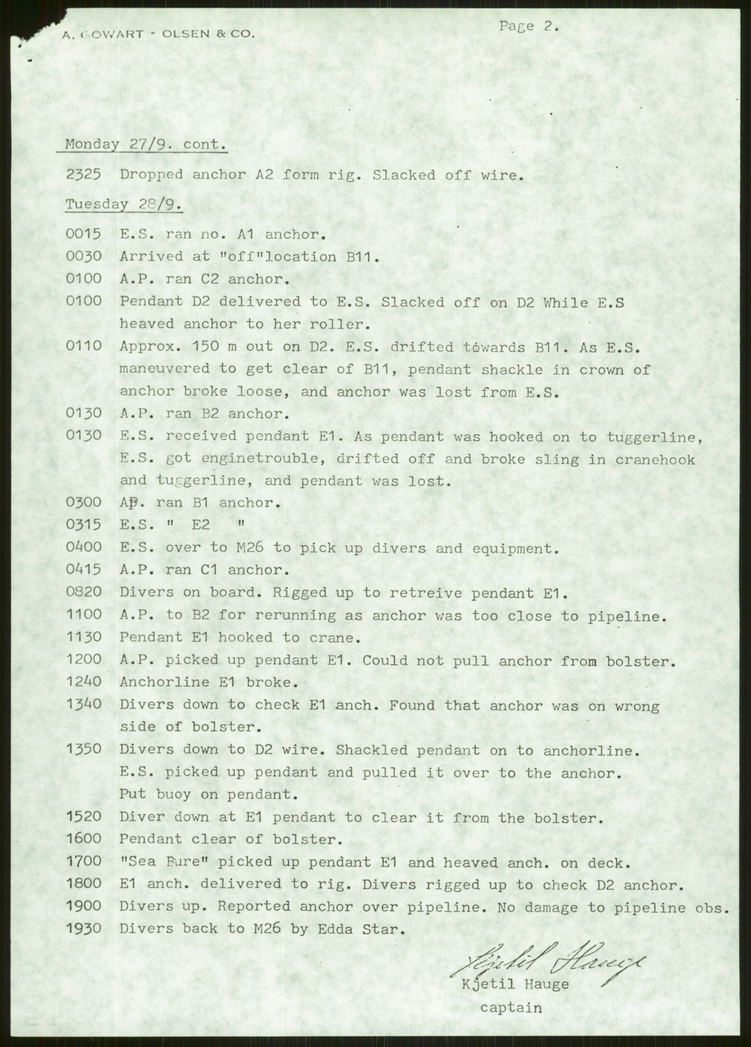 Justisdepartementet, Granskningskommisjonen ved Alexander Kielland-ulykken 27.3.1980, AV/RA-S-1165/D/L0006: A Alexander L. Kielland (Doku.liste + A3-A6, A11-A13, A18-A20-A21, A23, A31 av 31)/Dykkerjournaler, 1980-1981, s. 444