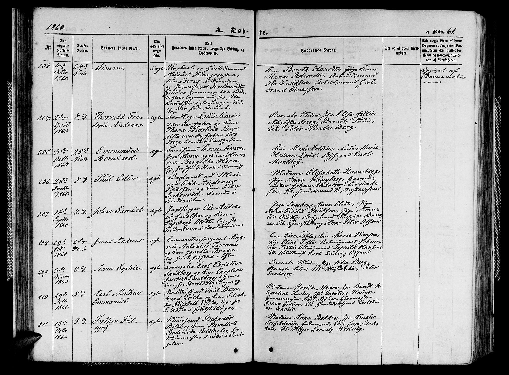 Ministerialprotokoller, klokkerbøker og fødselsregistre - Sør-Trøndelag, SAT/A-1456/602/L0139: Klokkerbok nr. 602C07, 1859-1864, s. 61