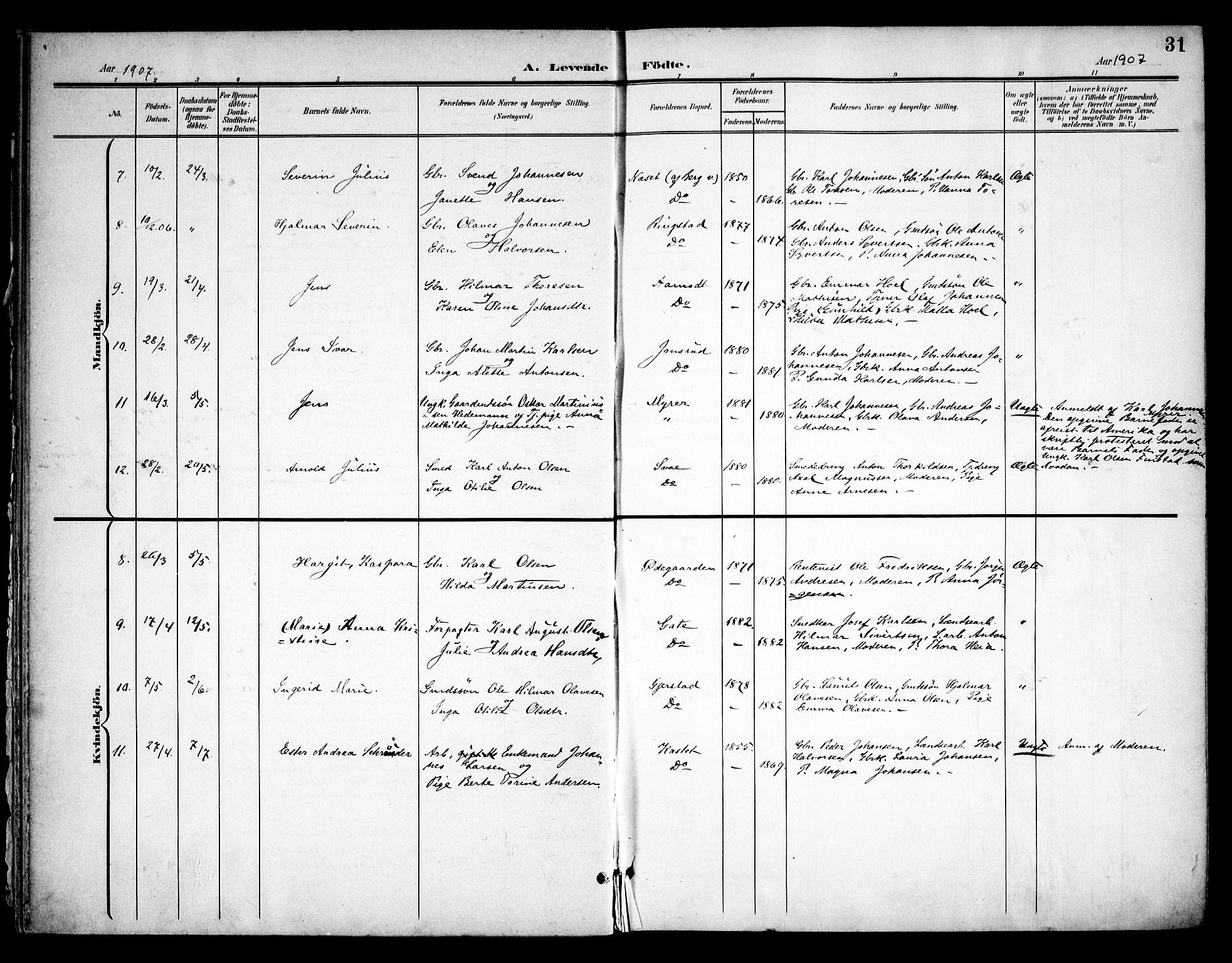 Skiptvet prestekontor Kirkebøker, AV/SAO-A-20009/F/Fa/L0011: Ministerialbok nr. 11, 1901-1913, s. 31