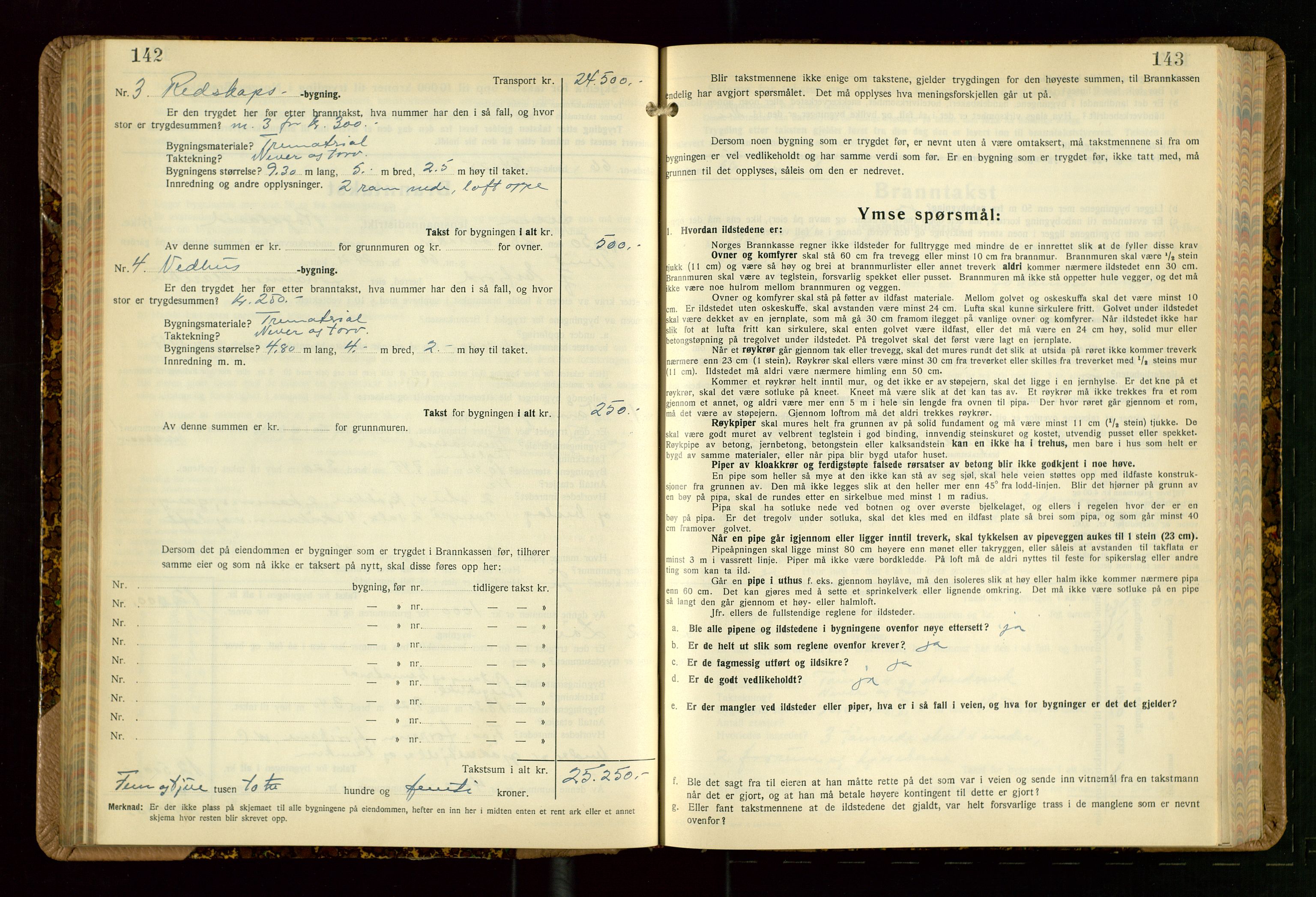 Jelsa lensmannskontor, AV/SAST-A-100360/Gob/L0003: "Branntakstprotokoll", 1942-1955, s. 142-143