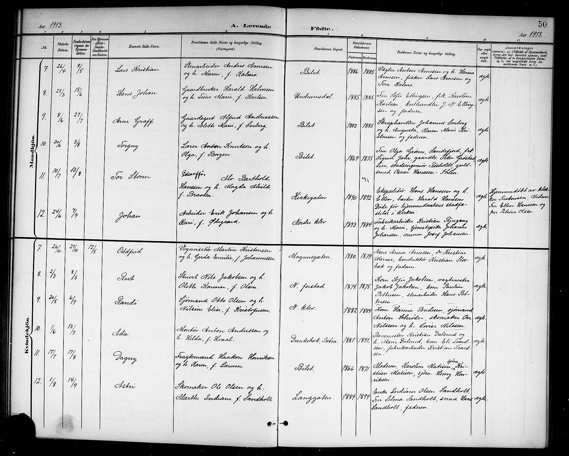 Holmestrand kirkebøker, AV/SAKO-A-346/G/Ga/L0006: Klokkerbok nr. 6, 1901-1923, s. 50