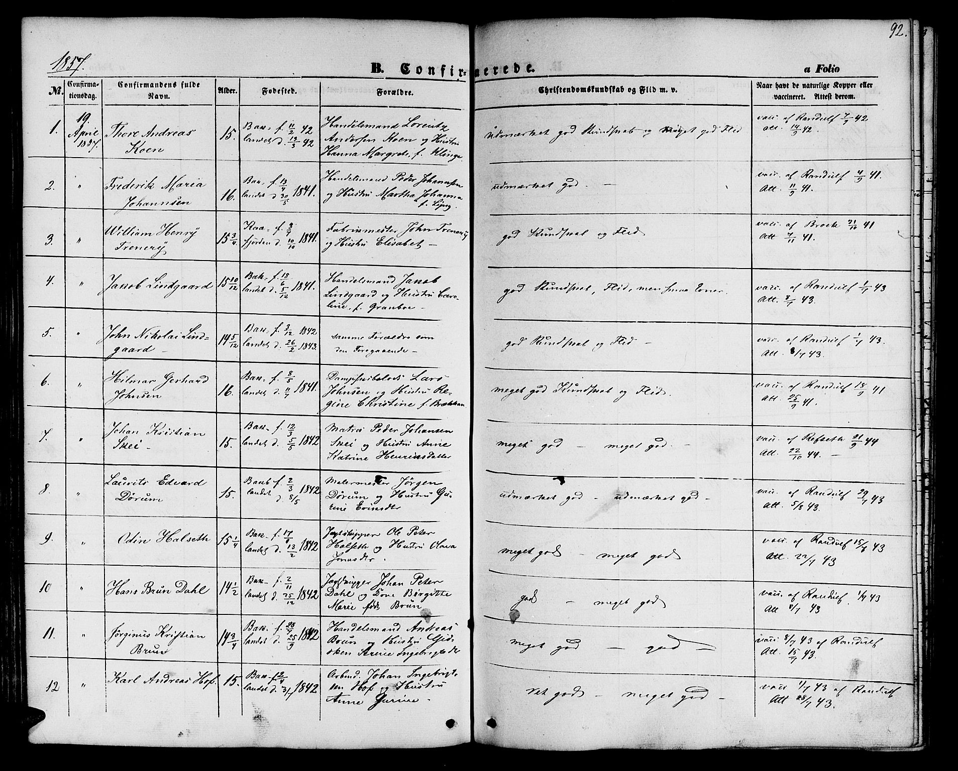 Ministerialprotokoller, klokkerbøker og fødselsregistre - Sør-Trøndelag, AV/SAT-A-1456/604/L0184: Ministerialbok nr. 604A05, 1851-1860, s. 92