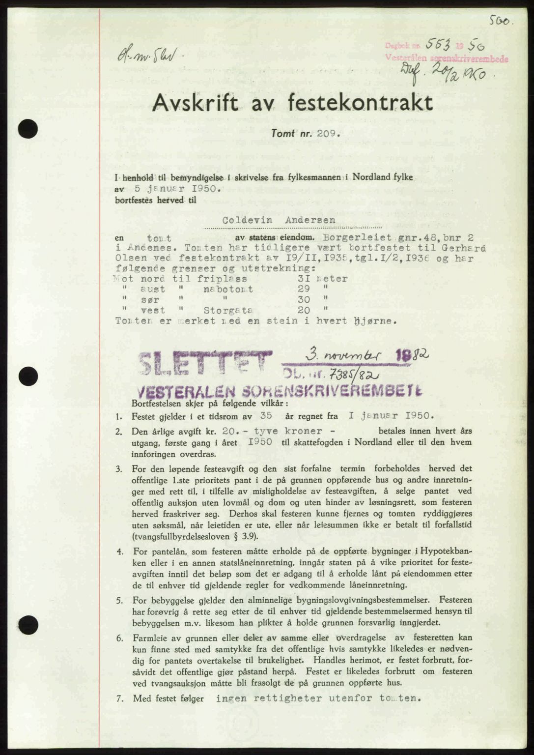 Vesterålen sorenskriveri, AV/SAT-A-4180/1/2/2Ca: Pantebok nr. A27, 1949-1950, Dagboknr: 553/1950