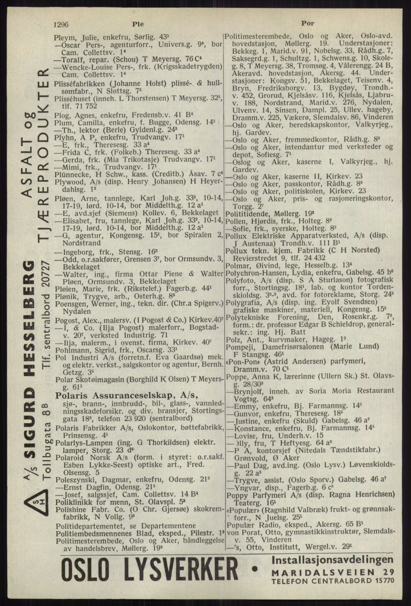 Kristiania/Oslo adressebok, PUBL/-, 1941, s. 1296