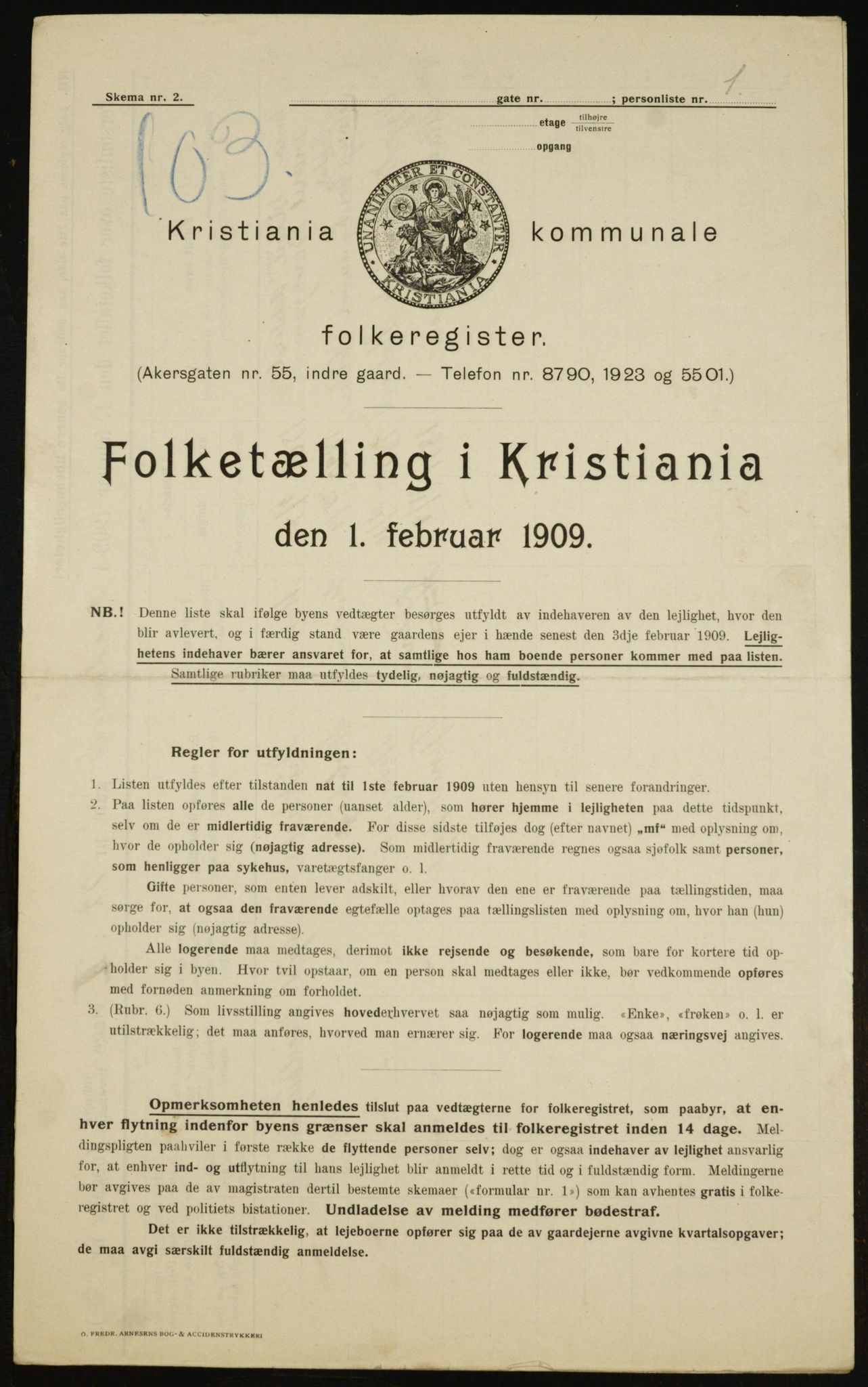 OBA, Kommunal folketelling 1.2.1909 for Kristiania kjøpstad, 1909, s. 78565