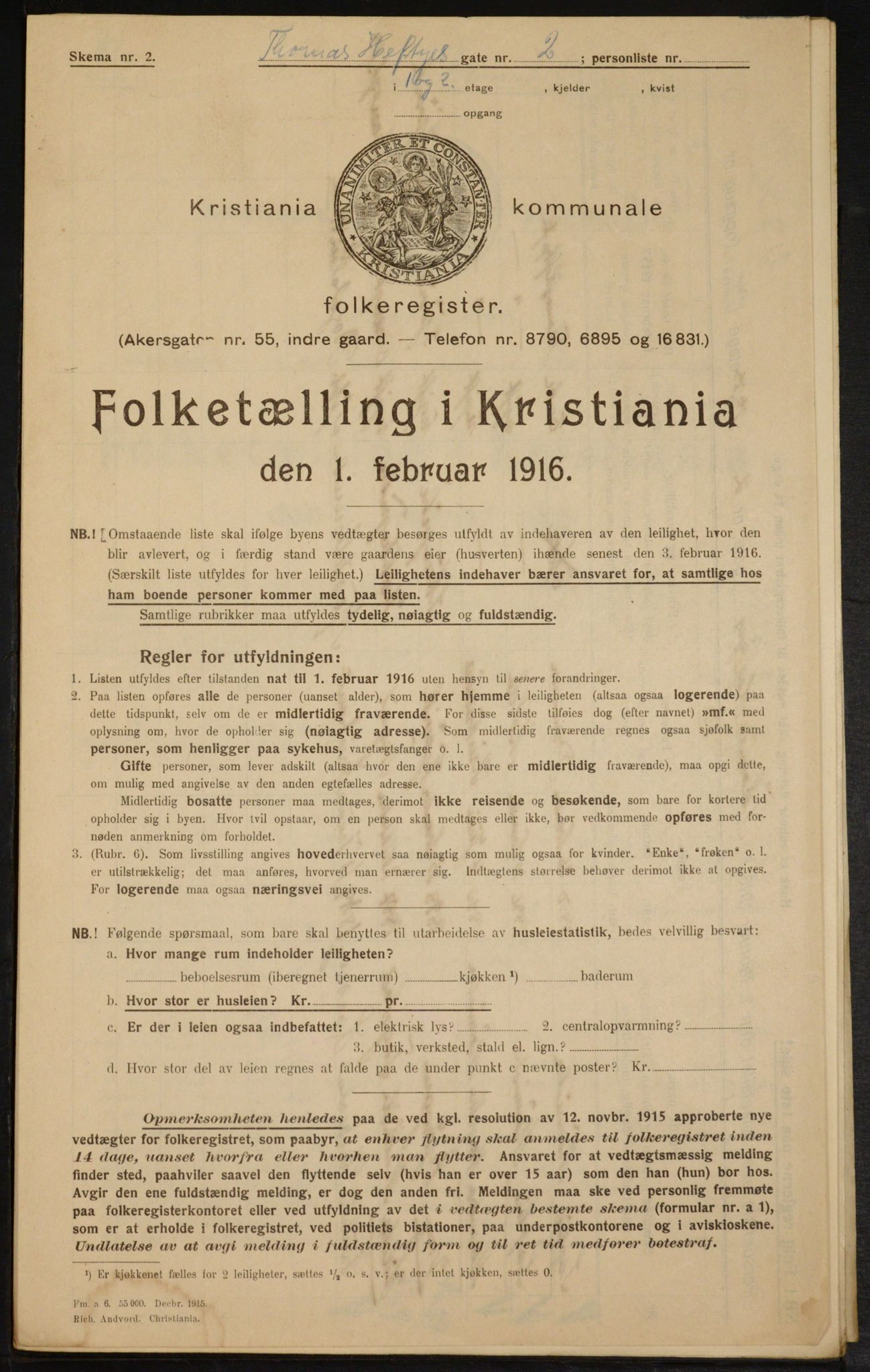 OBA, Kommunal folketelling 1.2.1916 for Kristiania, 1916, s. 111850