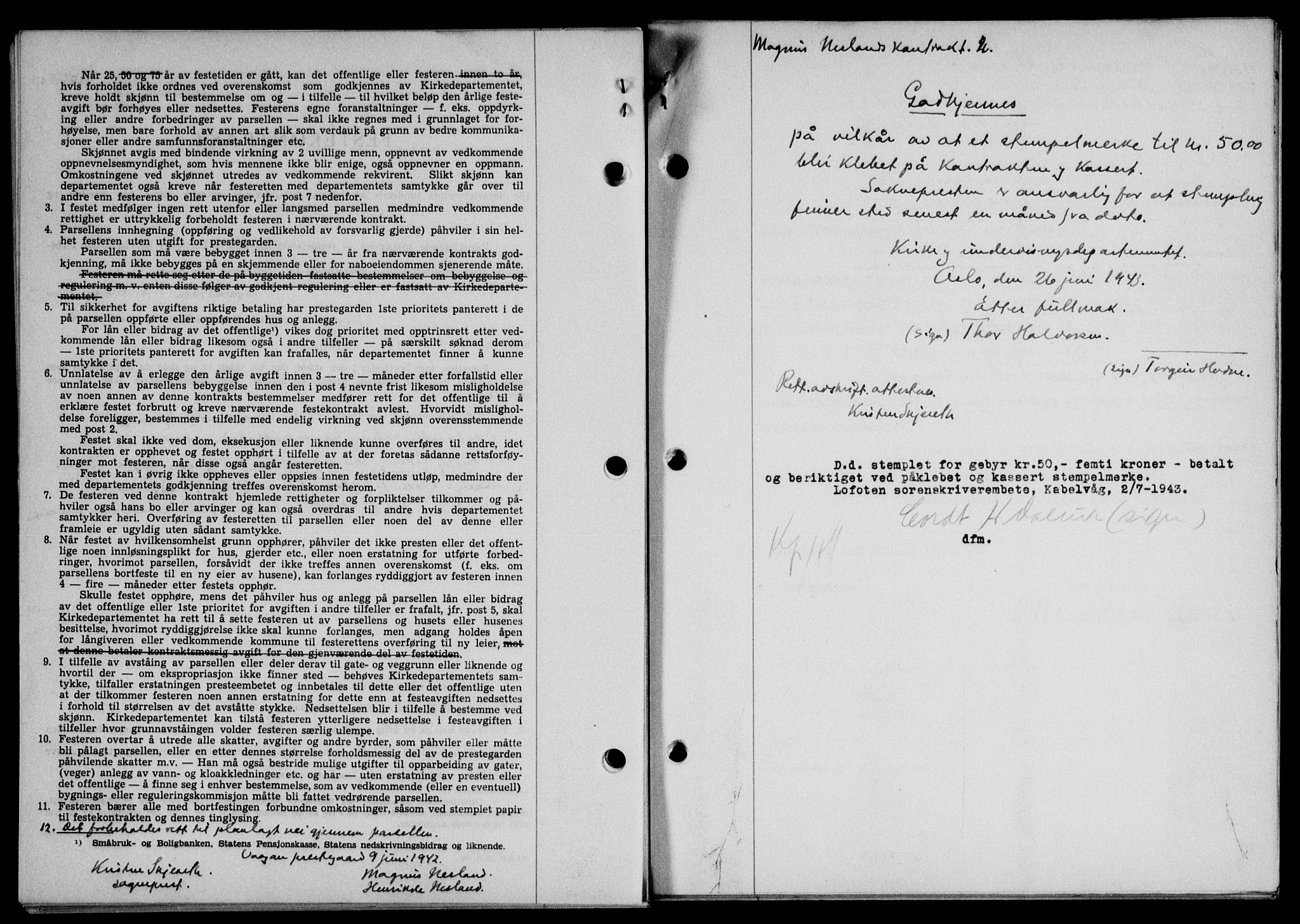 Lofoten sorenskriveri, SAT/A-0017/1/2/2C/L0011a: Pantebok nr. 11a, 1943-1943, Dagboknr: 819/1943