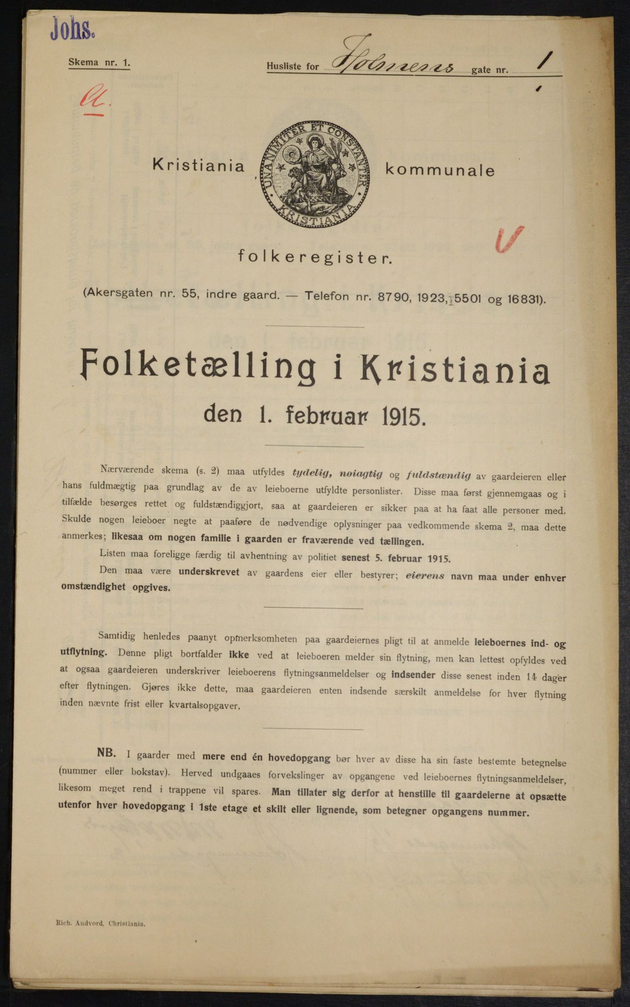 OBA, Kommunal folketelling 1.2.1915 for Kristiania, 1915, s. 40413