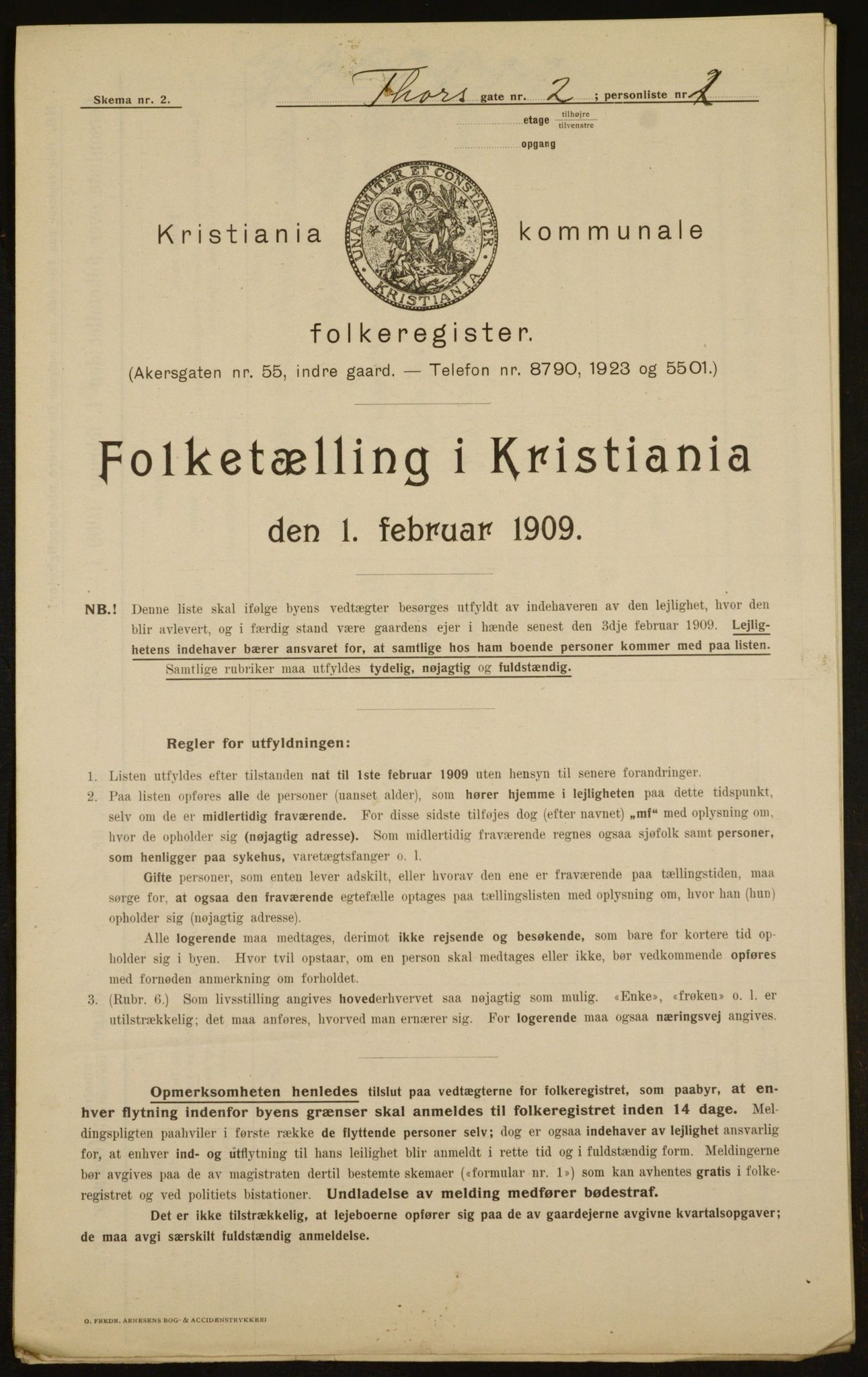 OBA, Kommunal folketelling 1.2.1909 for Kristiania kjøpstad, 1909, s. 103725