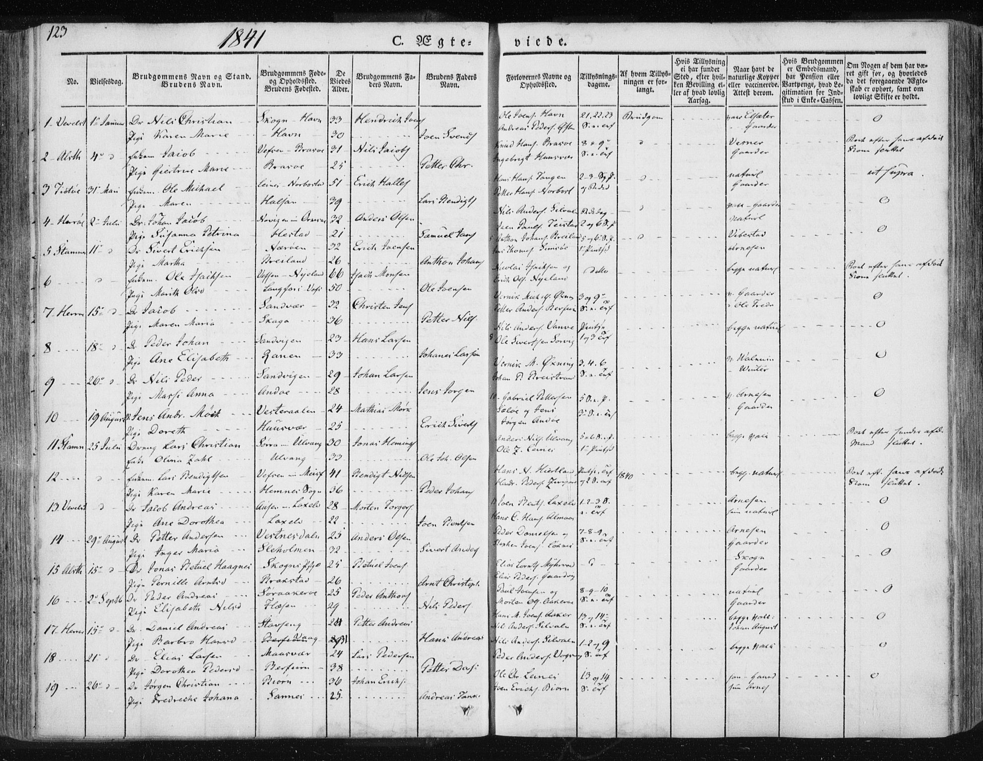 Ministerialprotokoller, klokkerbøker og fødselsregistre - Nordland, AV/SAT-A-1459/830/L0447: Ministerialbok nr. 830A11, 1831-1854, s. 123