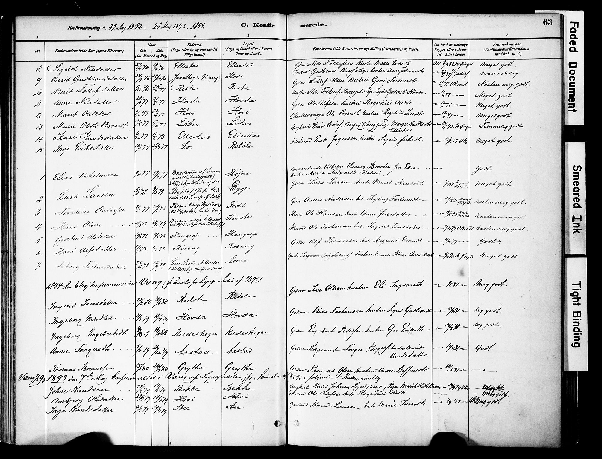Vestre Slidre prestekontor, AV/SAH-PREST-136/H/Ha/Haa/L0005: Ministerialbok nr. 5, 1881-1912, s. 63