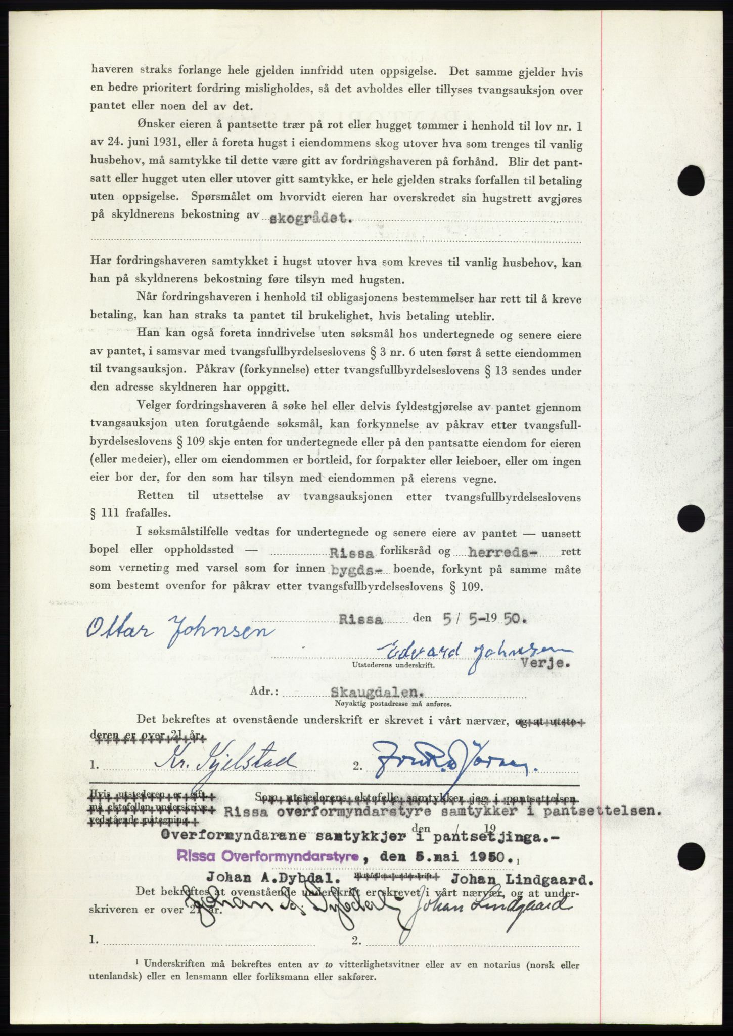 Fosen sorenskriveri, AV/SAT-A-1107/1/2/2C: Pantebok nr. B, 1948-1950, Dagboknr: 826/1950